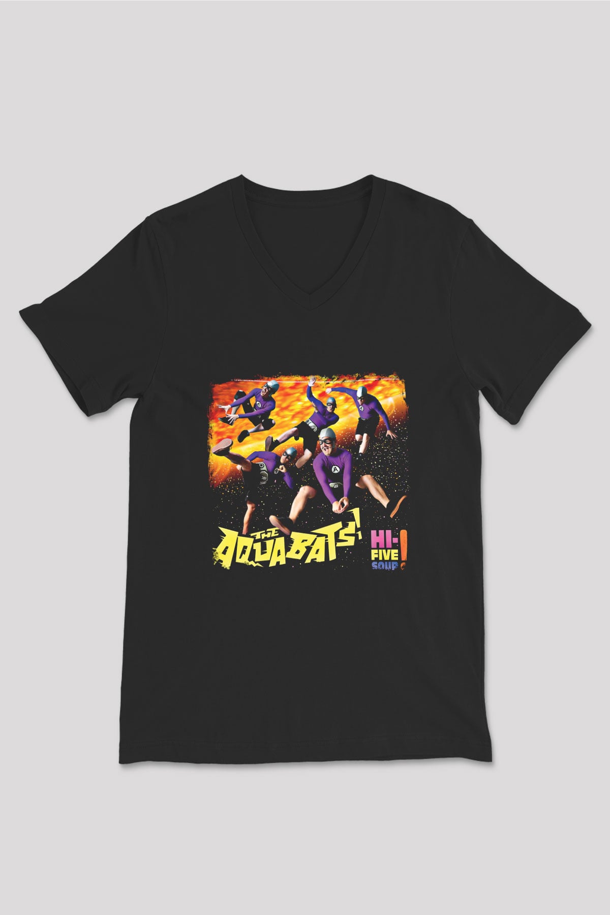 Aquabats Baskılı Unisex Siyah V Yaka Tişört