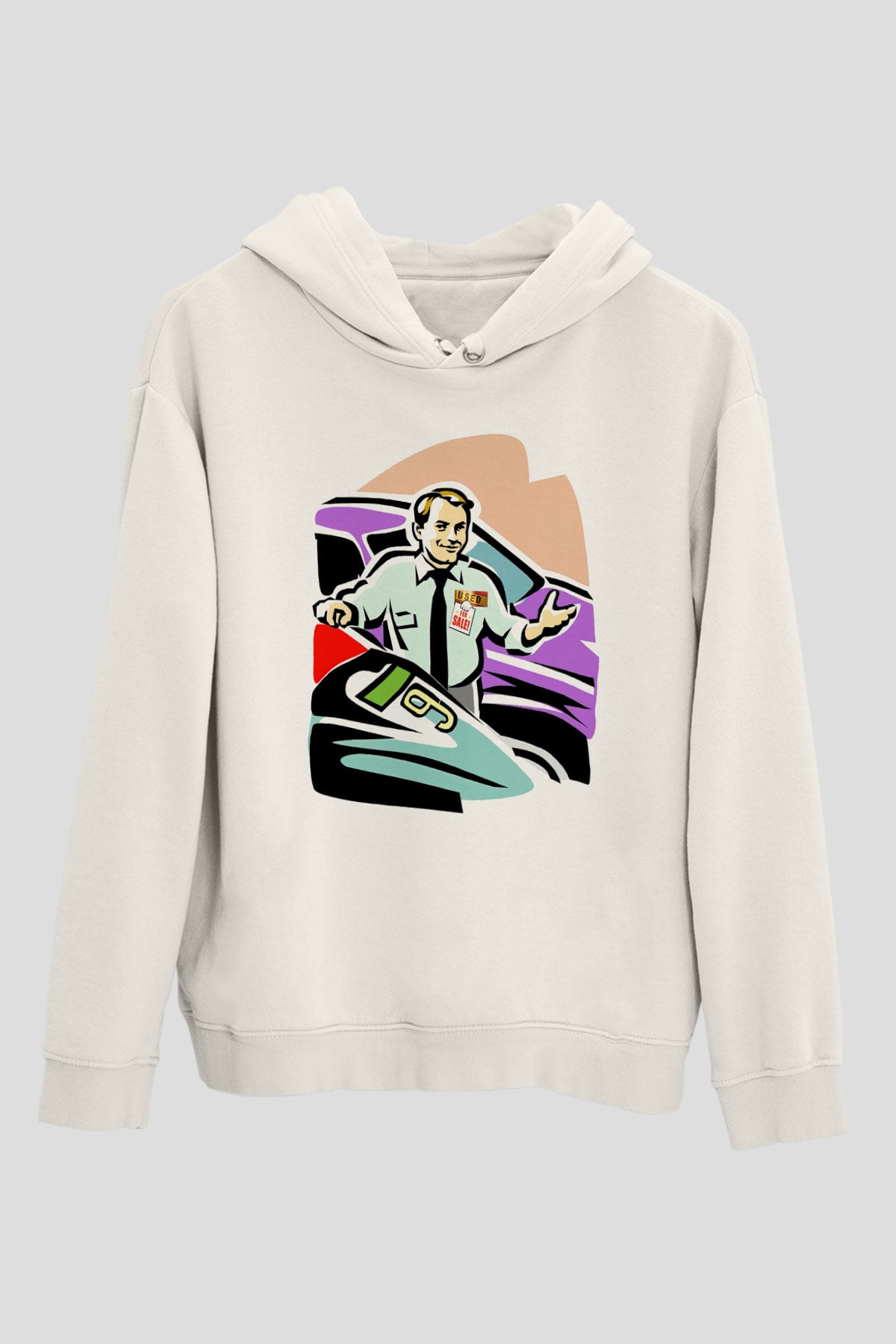 Araba satıcısı Beyaz Unisex Kapüşonlu Sweatshirt