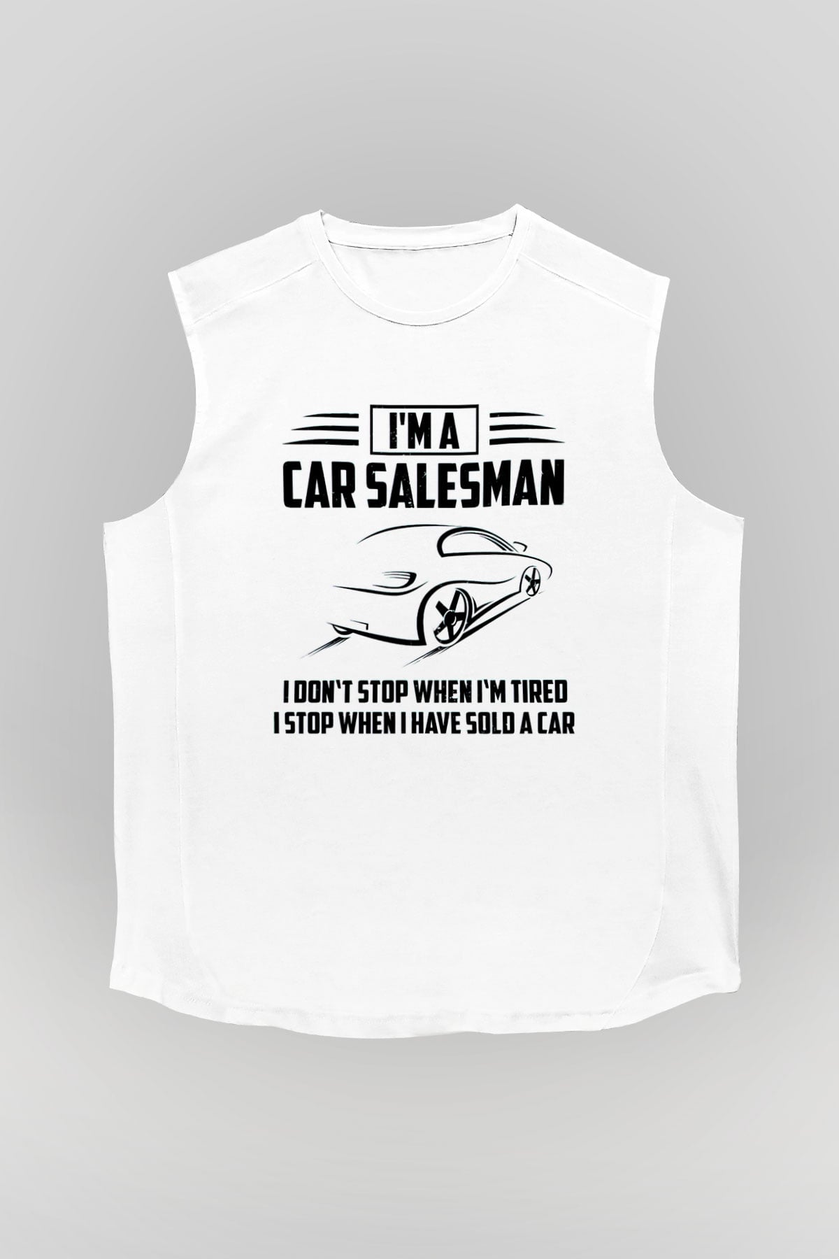 Araba satıcısı Beyaz Unisex Kolsuz Tişört