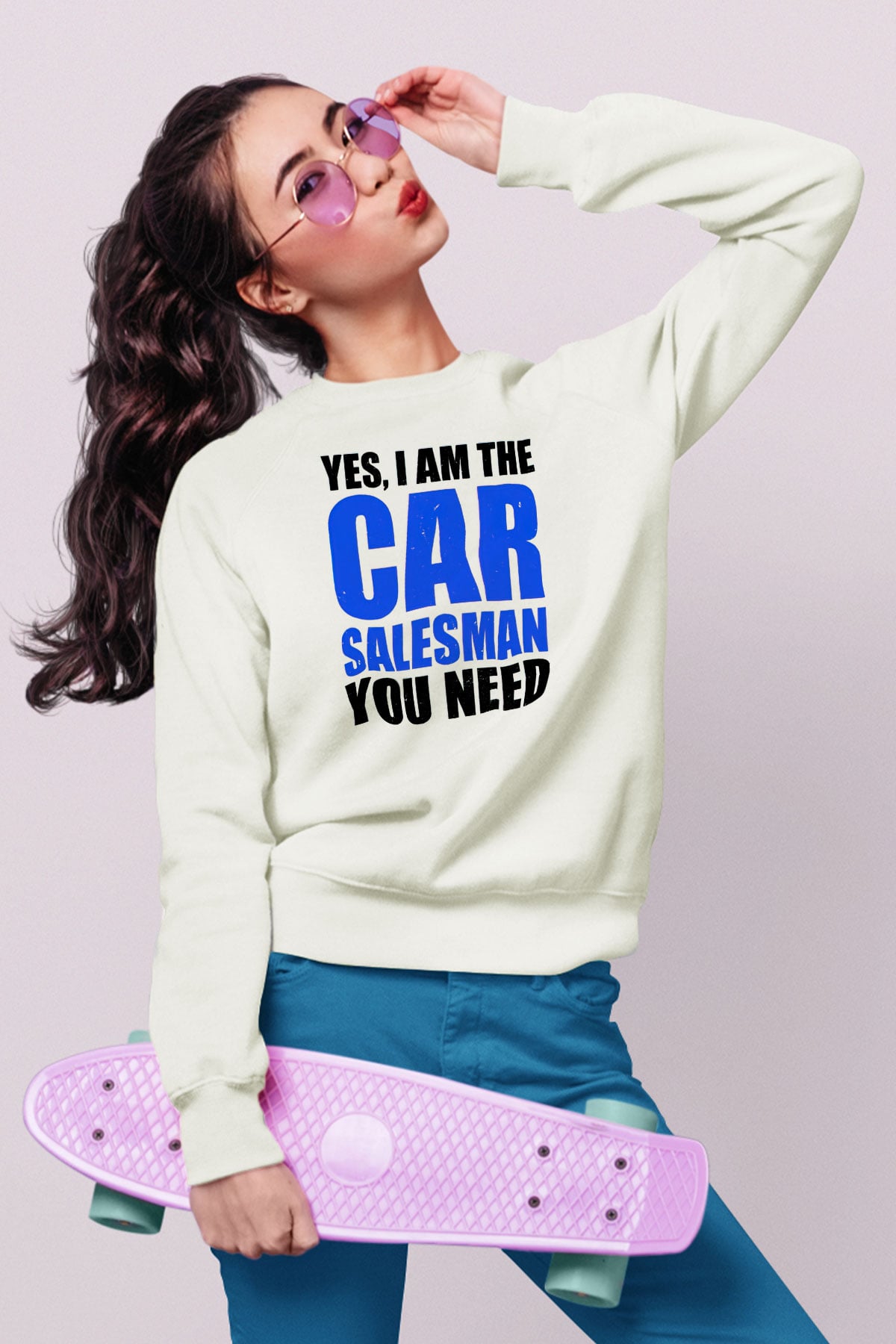 Araba satıcısı Beyaz Unisex Sweatshirt