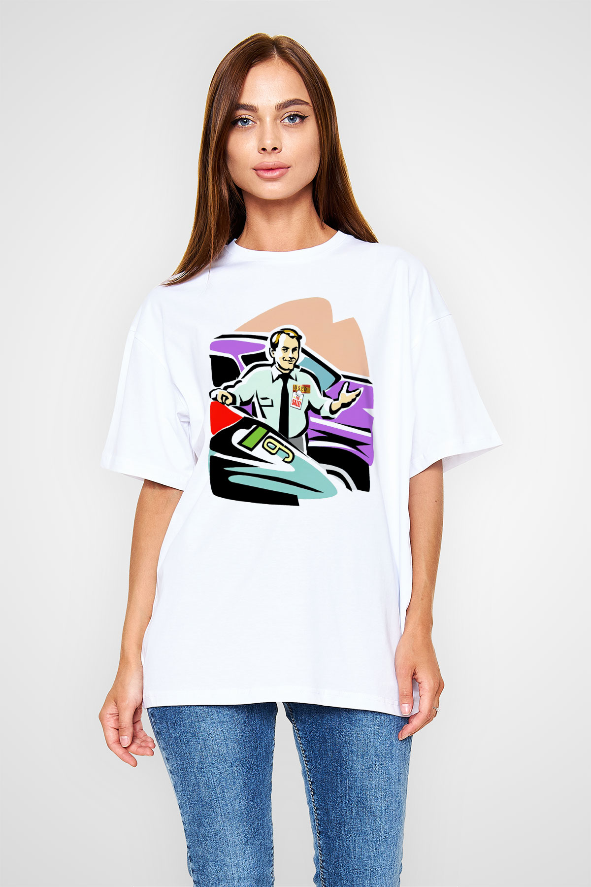 Araba satıcısı Beyaz Unisex Tişört T-Shirt - TişörtFabrikası