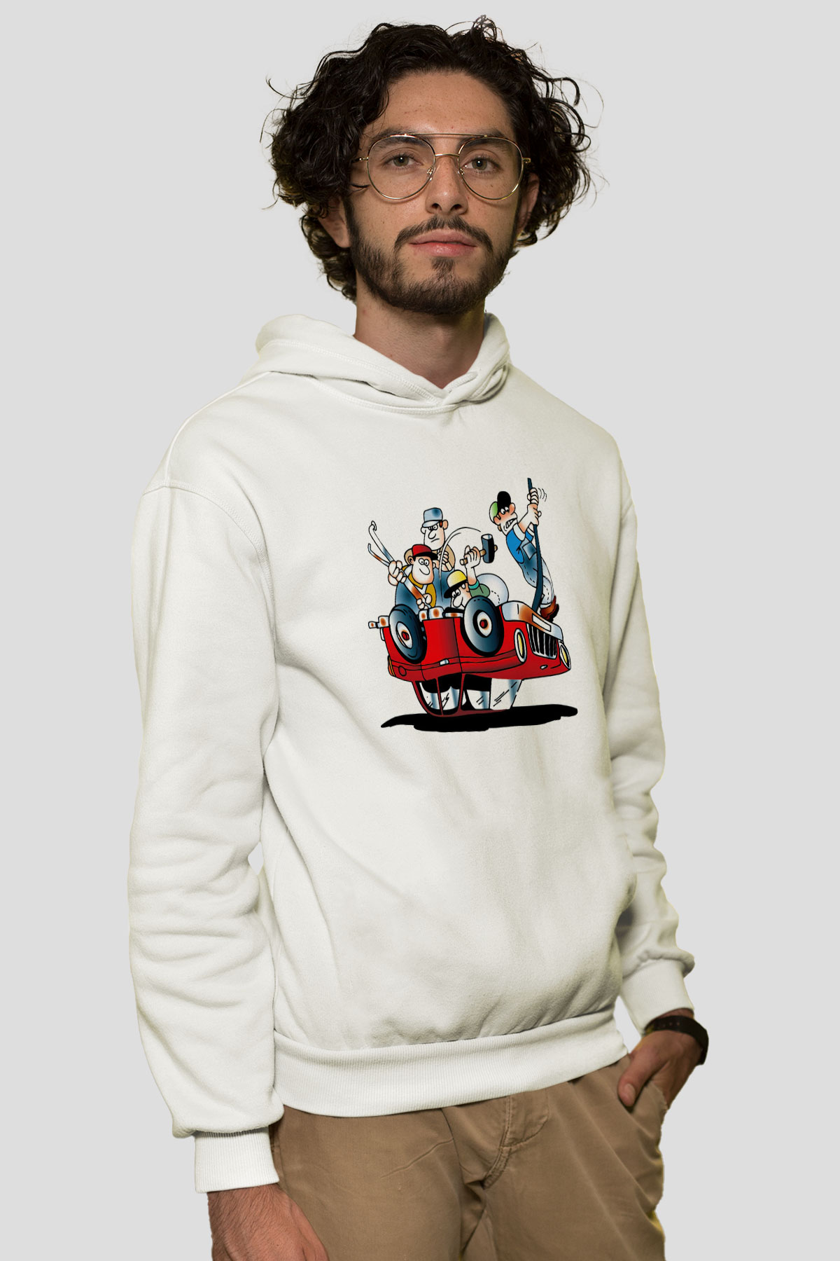 Araba tamircisi Beyaz Unisex Hoodie