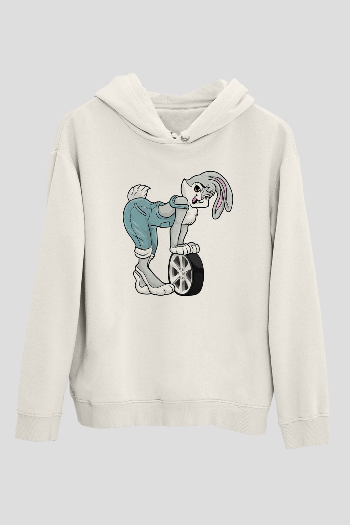 Araba tamircisi Beyaz Unisex Kapüşonlu Sweatshirt