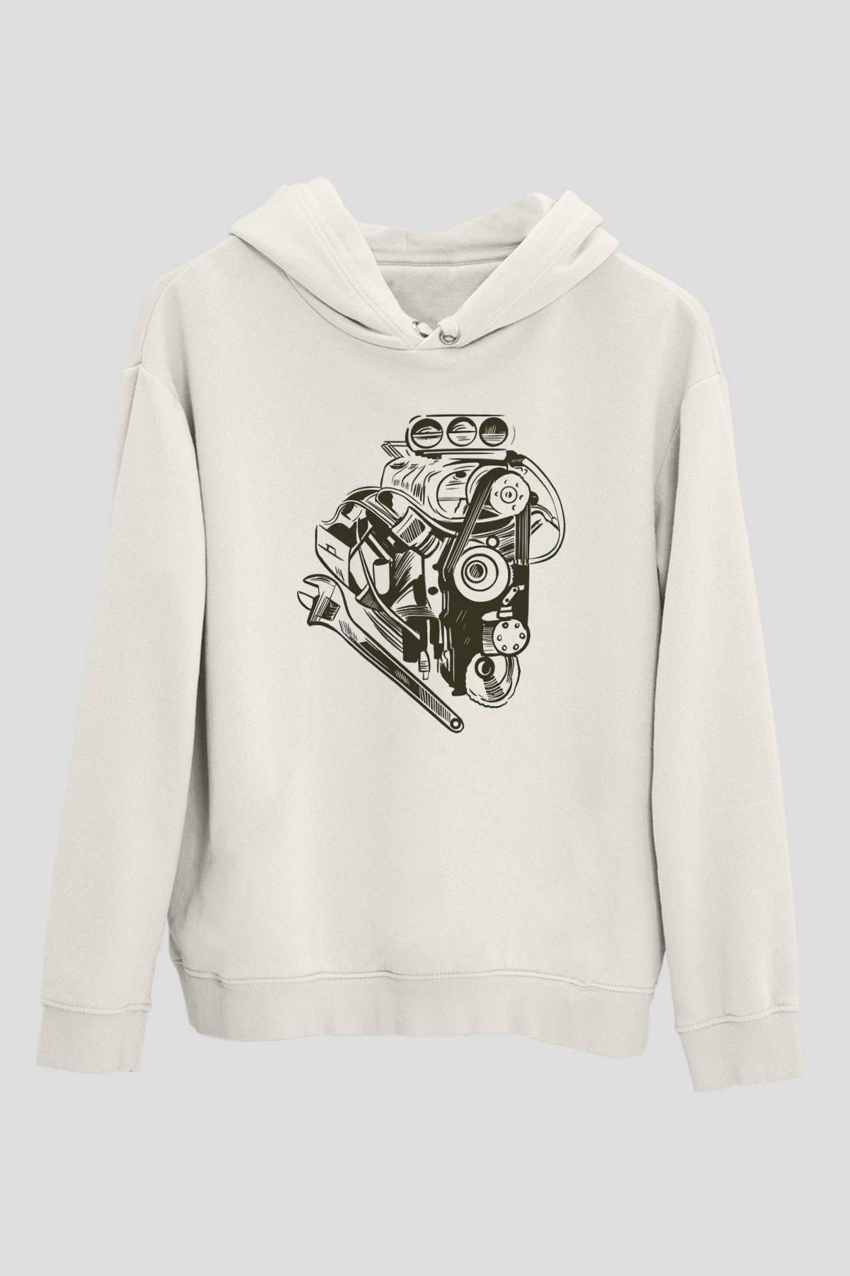 Araba tamircisi Beyaz Unisex Kapüşonlu Sweatshirt
