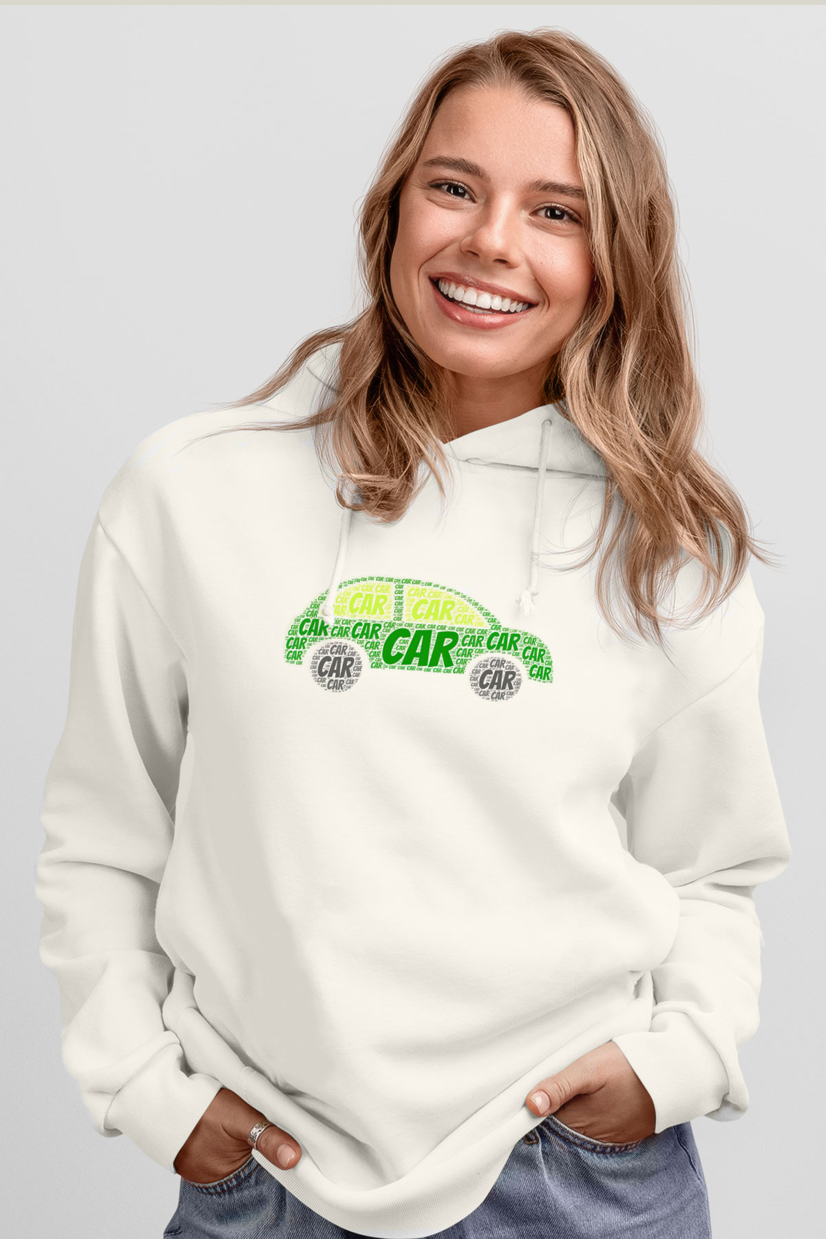 Araba tamircisi Beyaz Unisex Kapüşonlu Sweatshirt