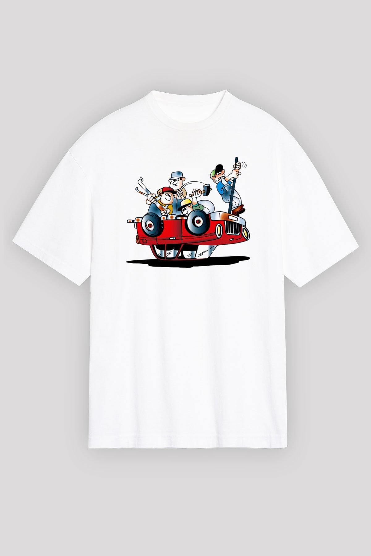 Araba tamircisi Beyaz Unisex Oversize Tişört T-Shirt