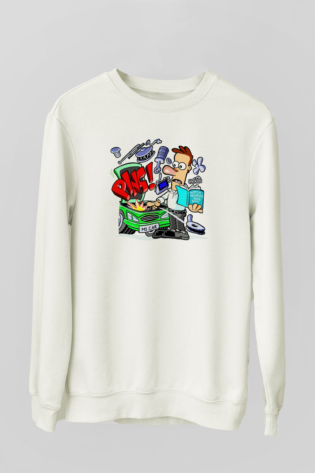 Araba tamircisi Beyaz Unisex Sweatshirt