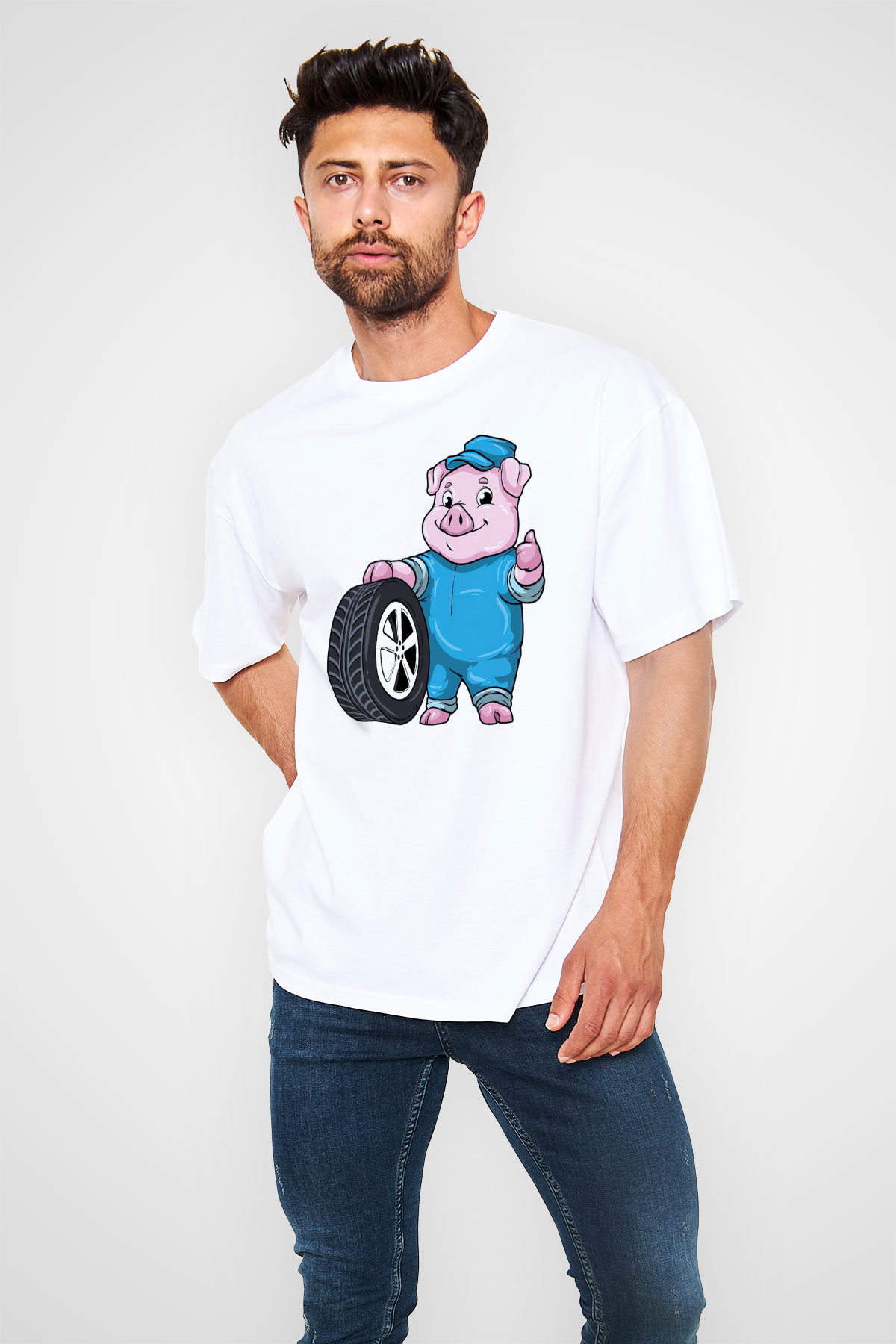 Araba tamircisi Beyaz Unisex Tişört T-Shirt - TişörtFabrikası