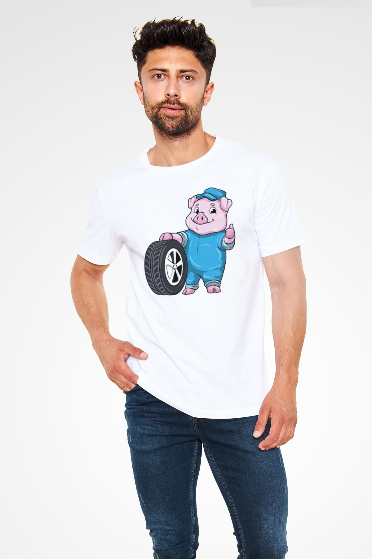 Araba tamircisi Beyaz Unisex Tişört T-Shirt - TişörtFabrikası
