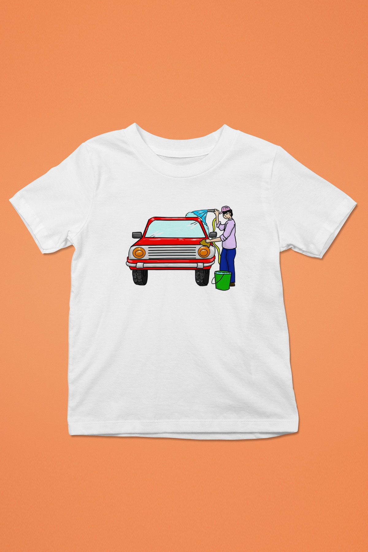 Araba yıkayıcısı Beyaz Unisex Çocuk Tişört