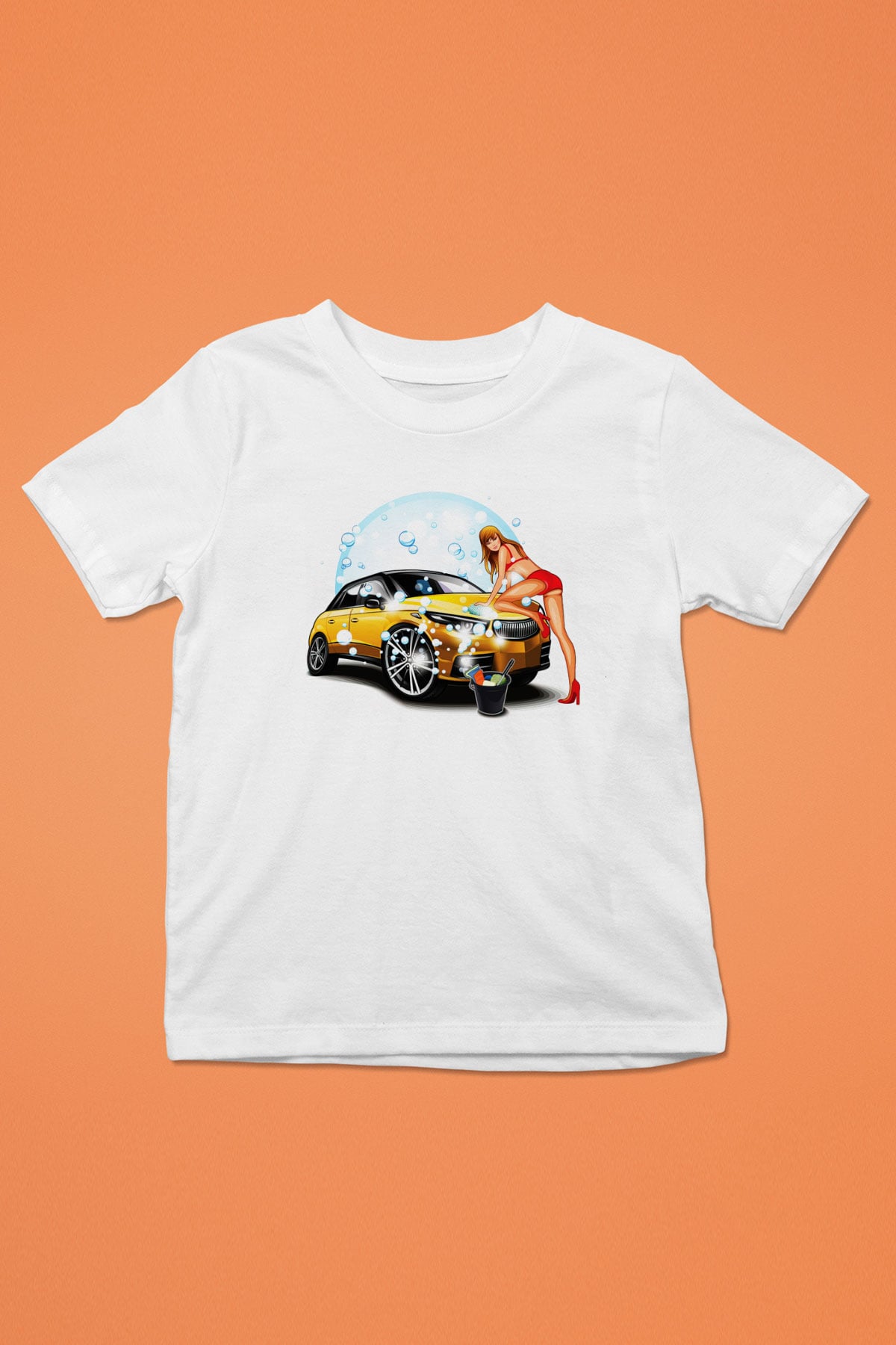Araba yıkayıcısı Beyaz Unisex Çocuk Tişört