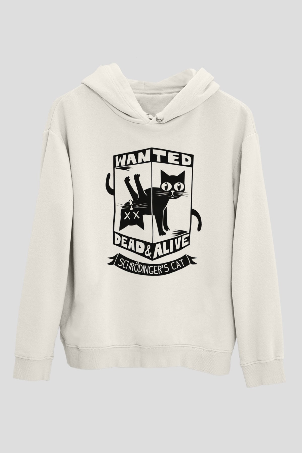 Aranıyor Schrödingerin Kedisi Baskılı Unisex Beyaz Hoodie