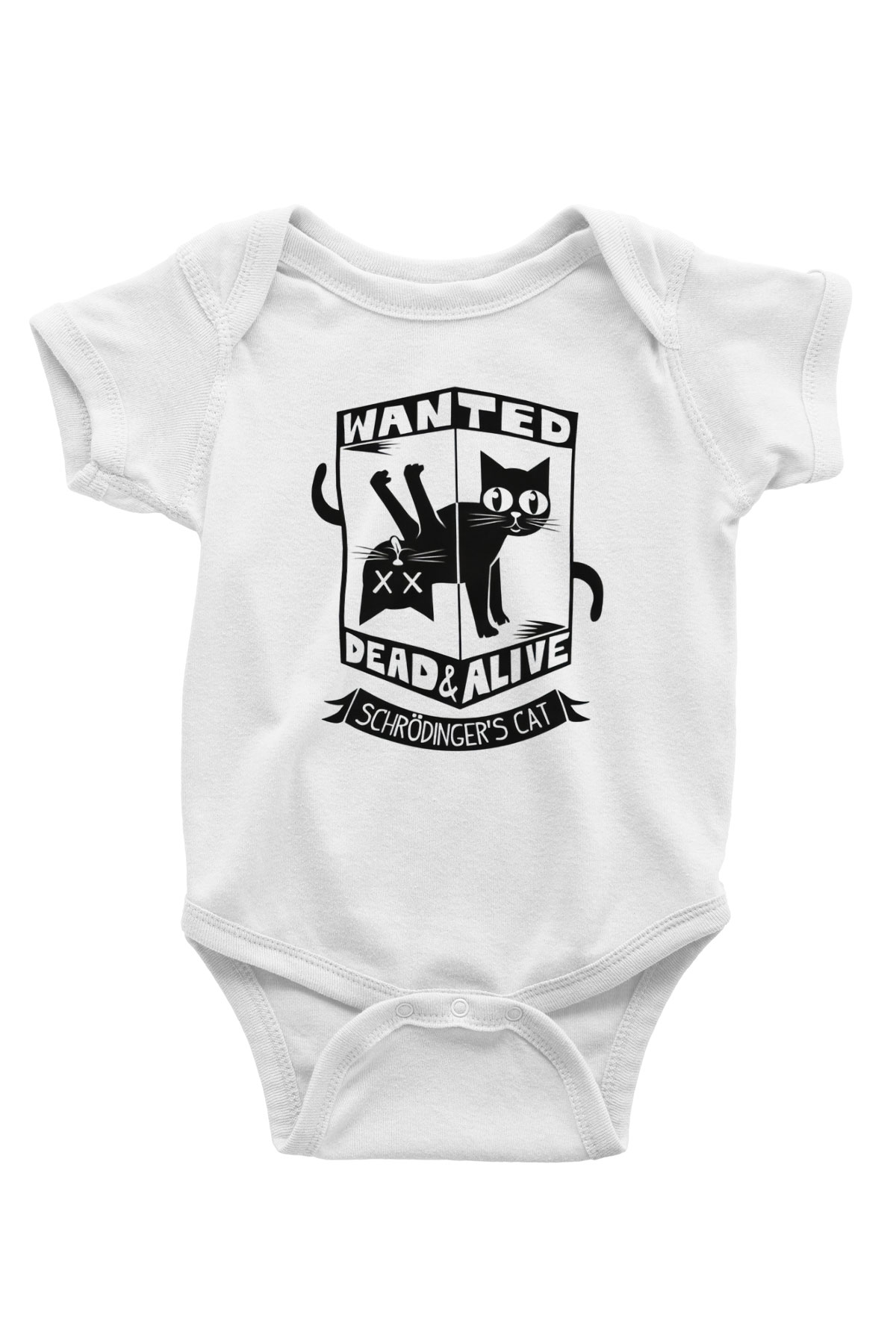 Aranıyor Schrödingerin Kedisi Baskılı Unisex Beyaz Bebek Body - Zıbın