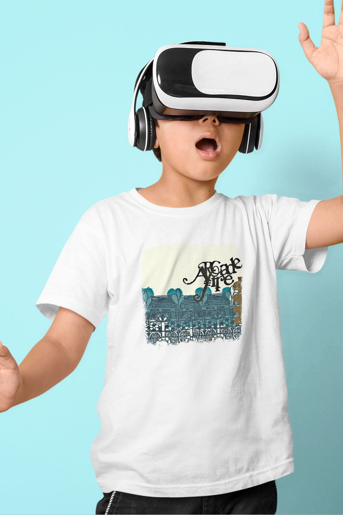 Arcade Fire Baskılı Unisex Beyaz Çocuk Tişört