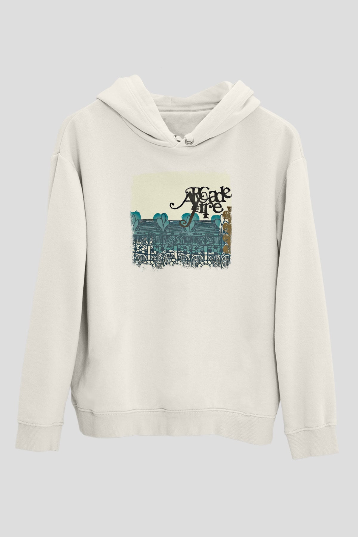 Arcade Fire Baskılı Unisex Beyaz Hoodie