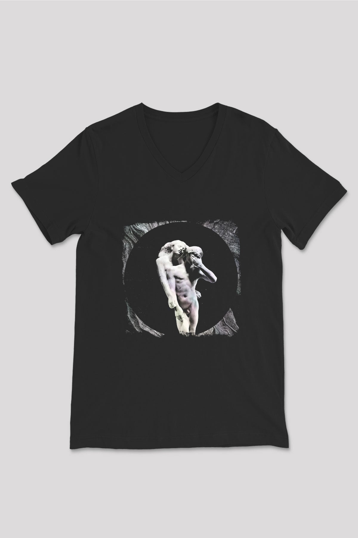 Arcade Fire Baskılı Unisex Siyah V Yaka Tişört
