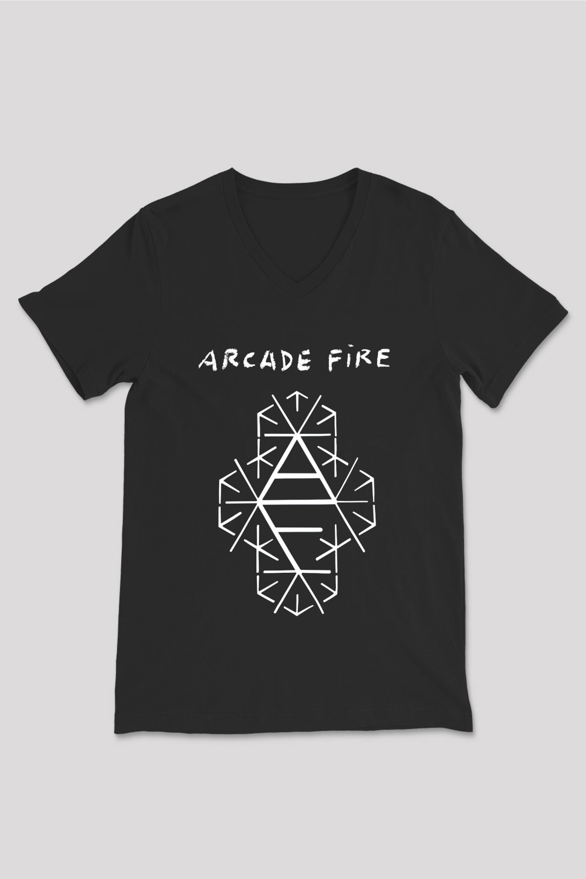 Arcade Fire Siyah Unisex V Yaka Tişört T-Shirt