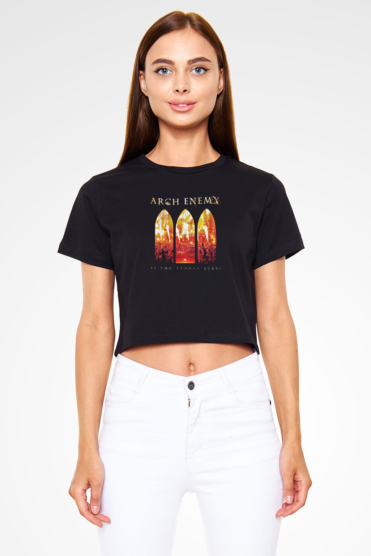 Arch Enemy Baskılı Unisex Siyah Crop Top Tişört