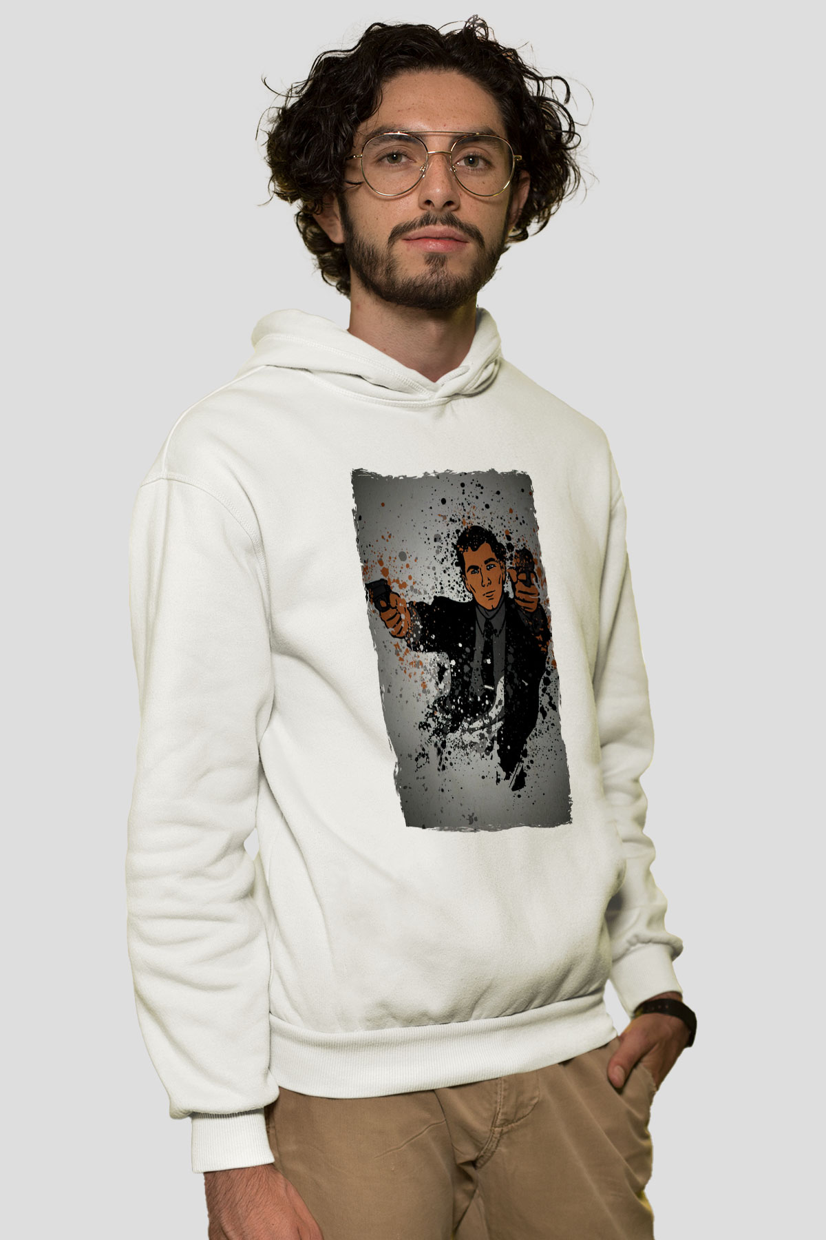 Archer Beyaz Unisex Hoodie