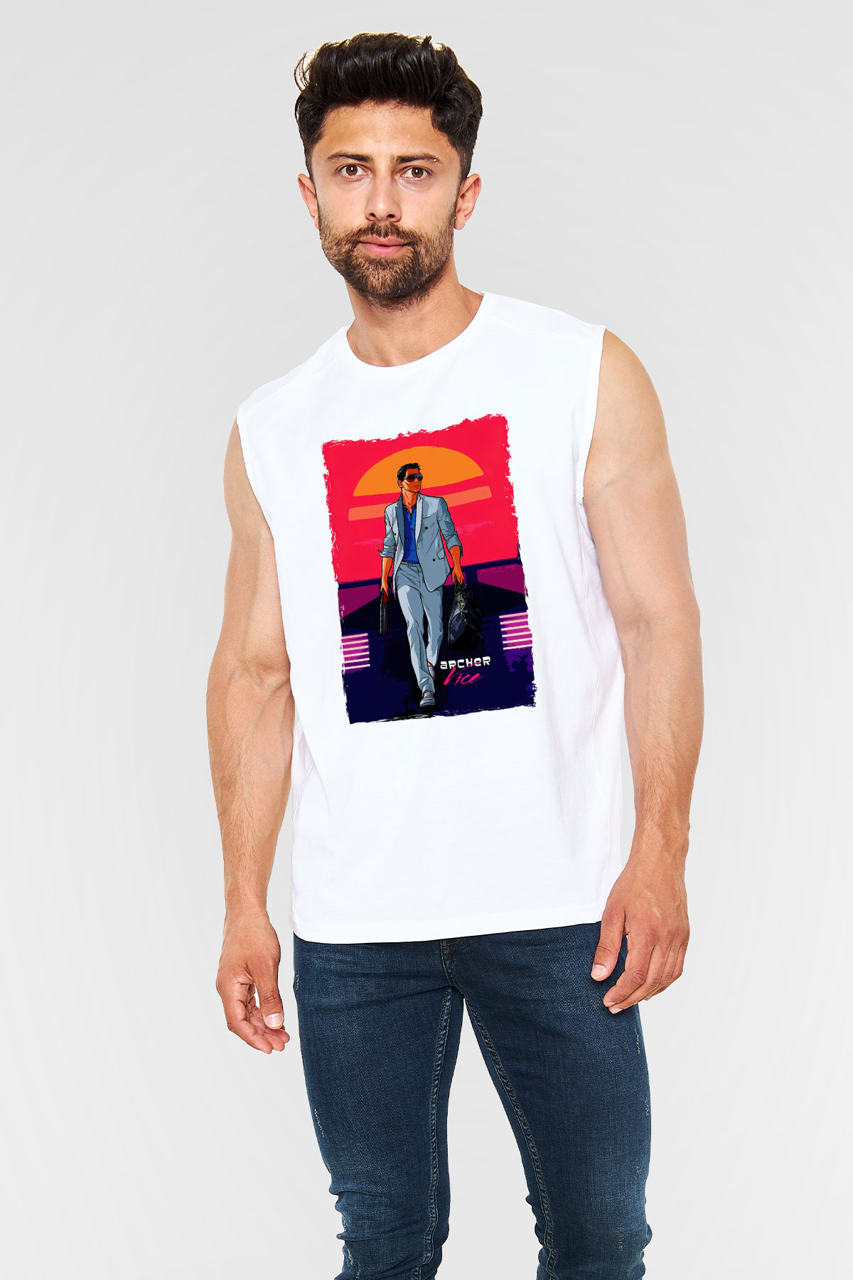 Archer Beyaz Unisex Kolsuz Tişört