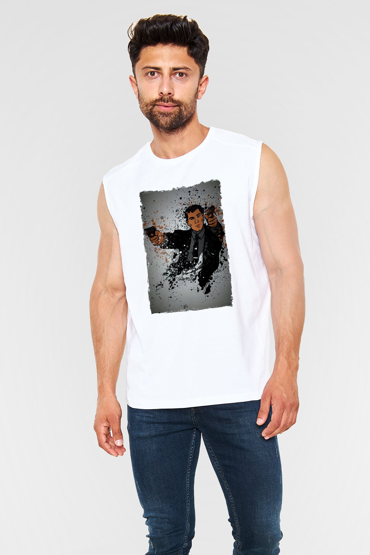 Archer Beyaz Unisex Kolsuz Tişört