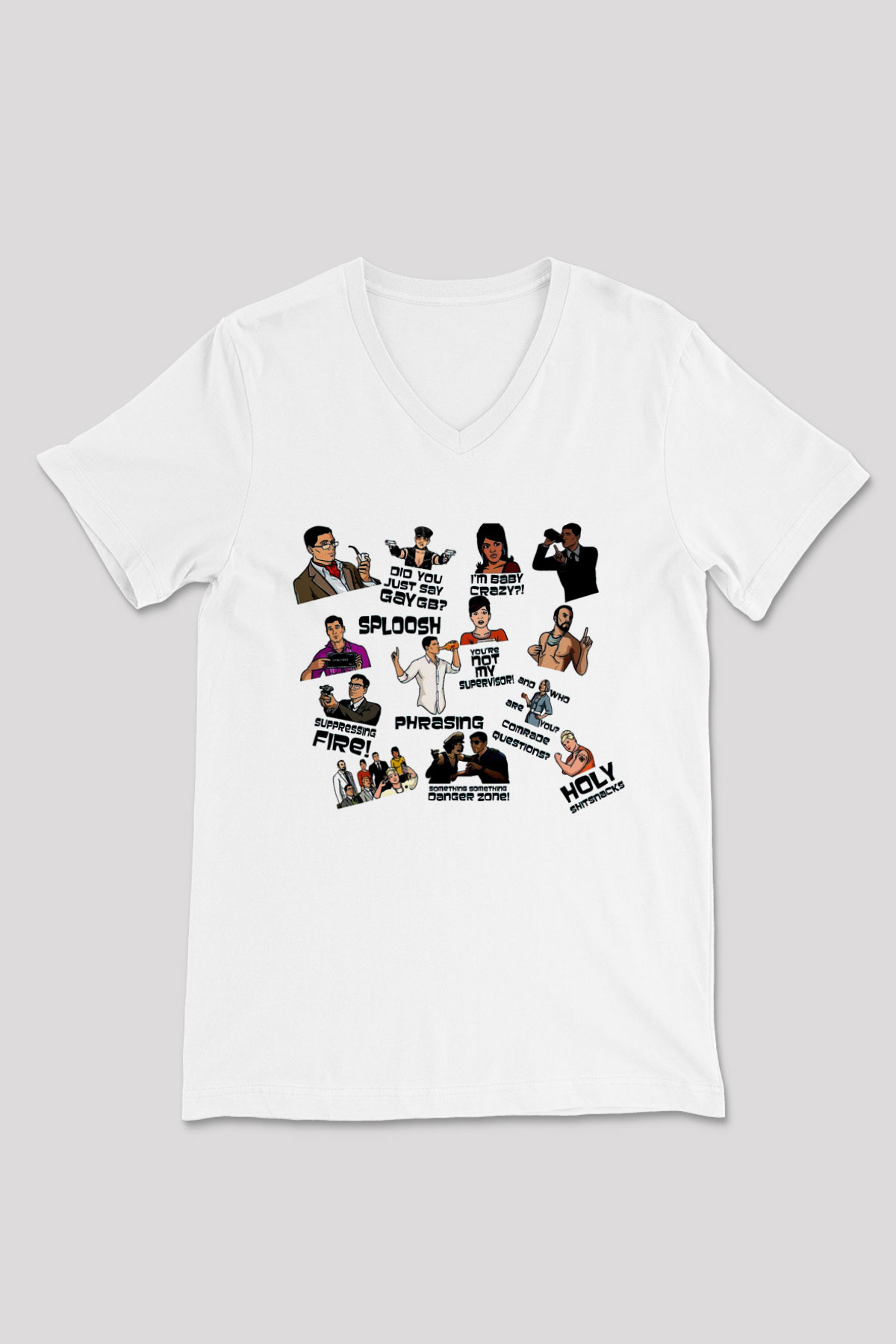 Archer Beyaz Unisex V Yaka Tişört