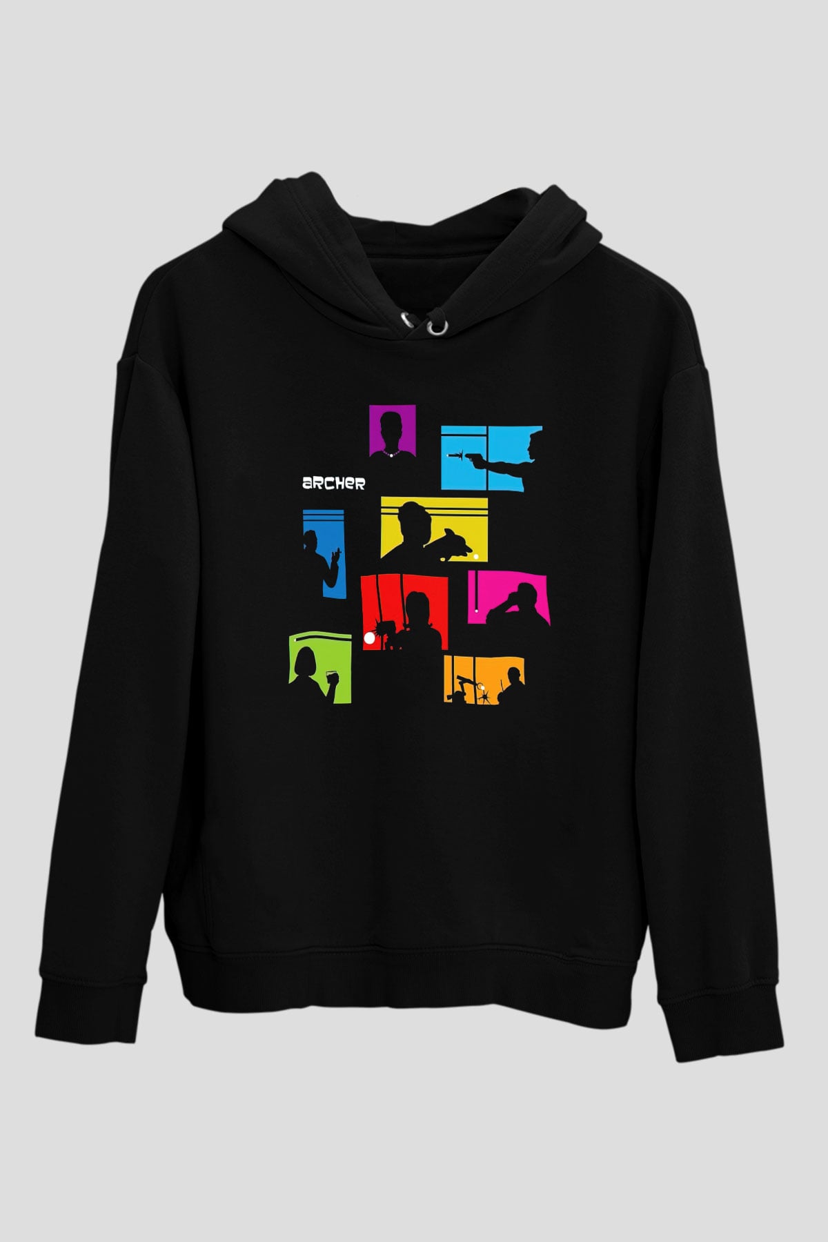 Archer Siyah Unisex Hoodie