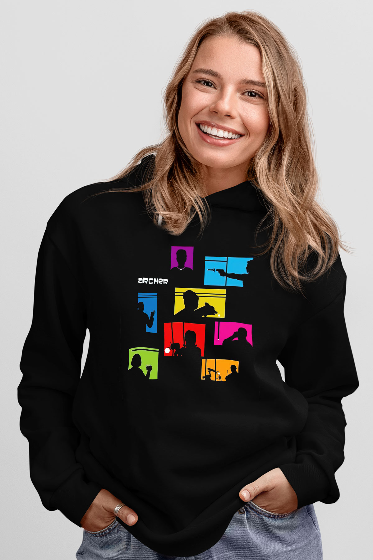Archer Siyah Unisex Hoodie
