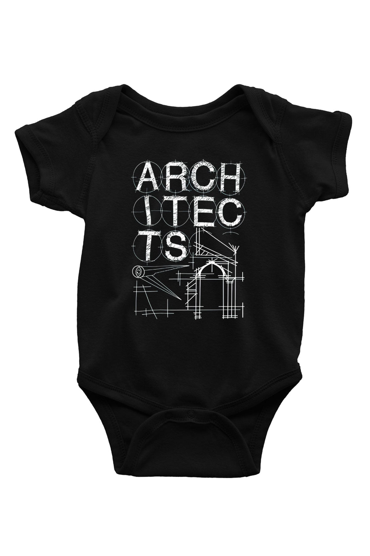 Architects Baskılı Siyah Bebek Body - Zıbın