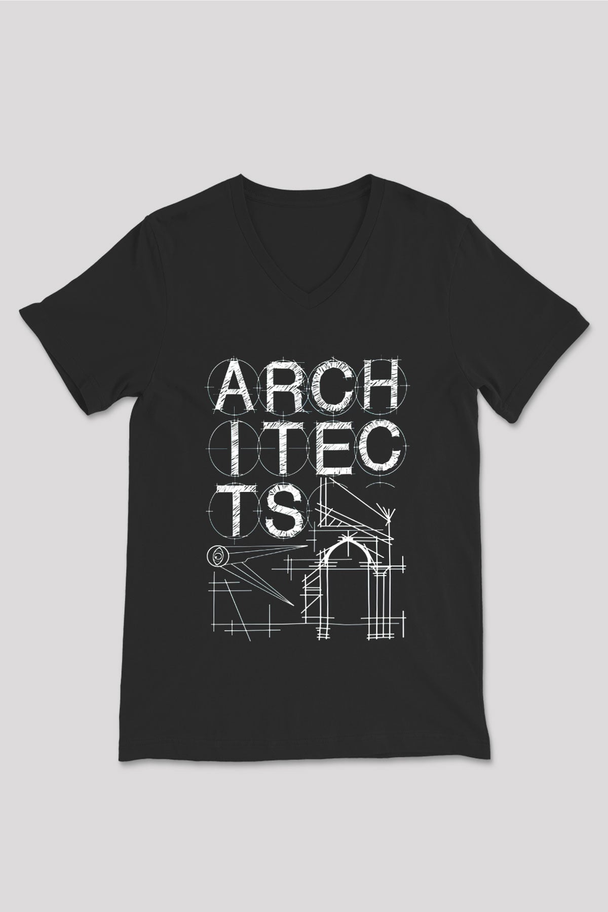 Architects Siyah Unisex V Yaka Tişört T-Shirt