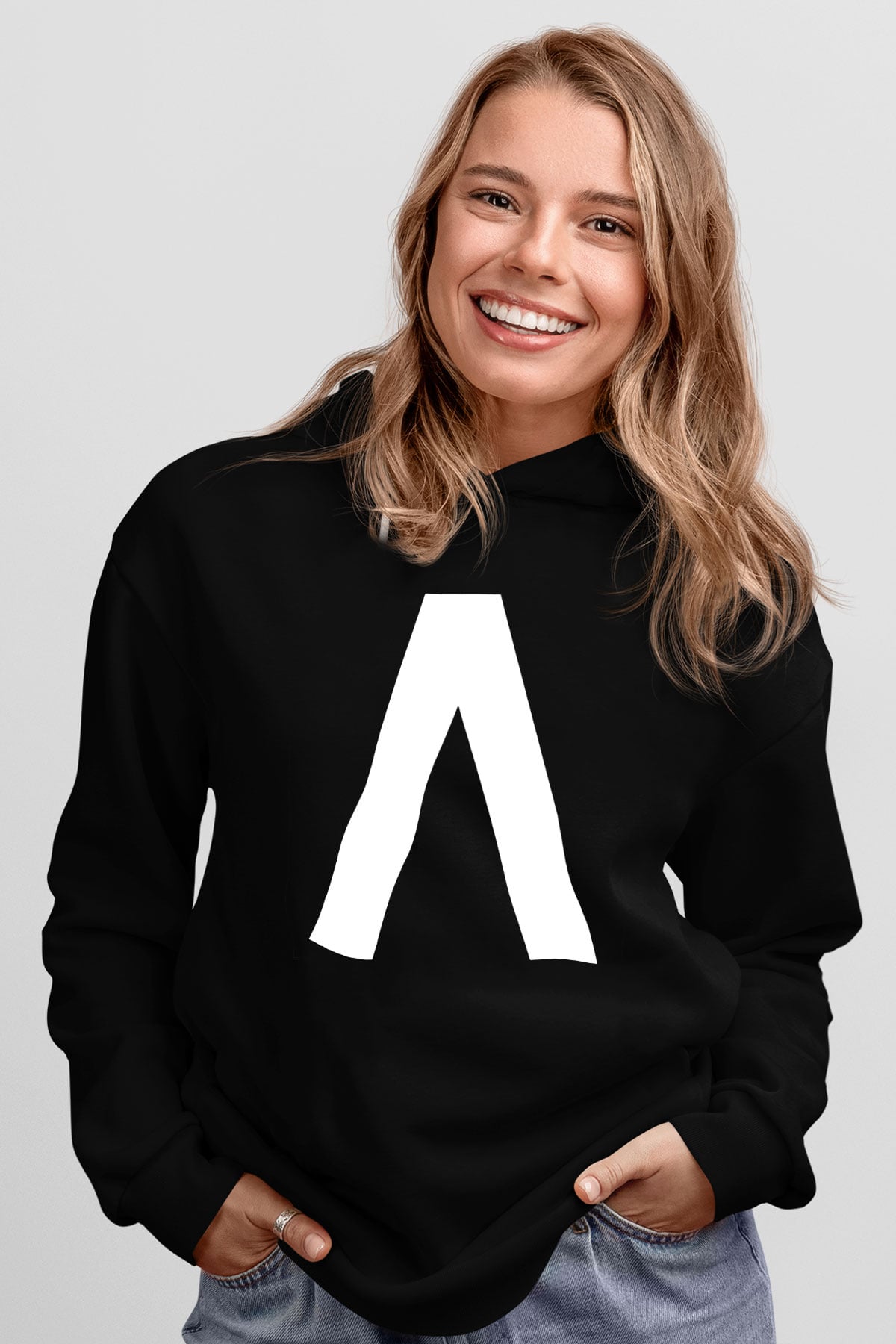 Archive Baskılı Unisex Siyah Kapüşonlu Sweatshirt