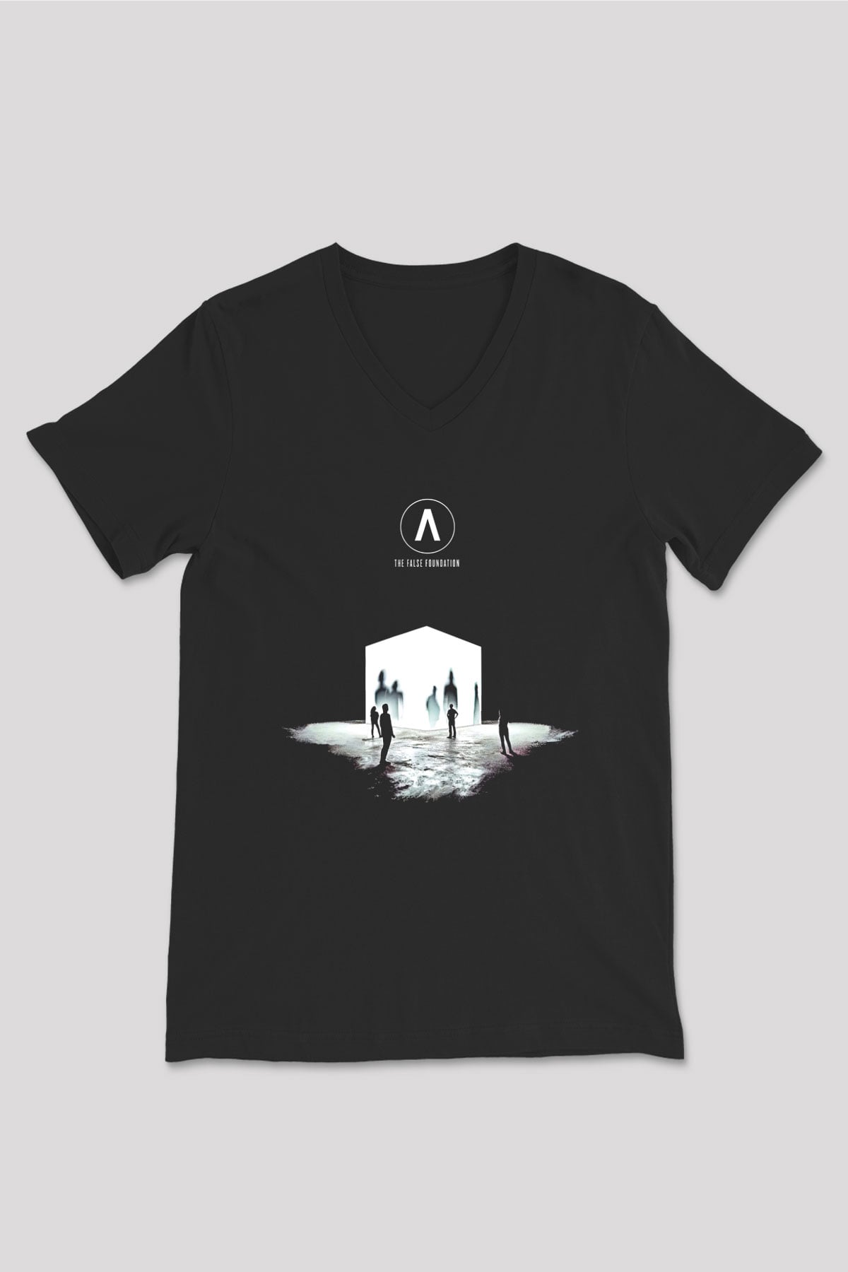 Archive Baskılı Unisex Siyah V Yaka Tişört - Tshirt