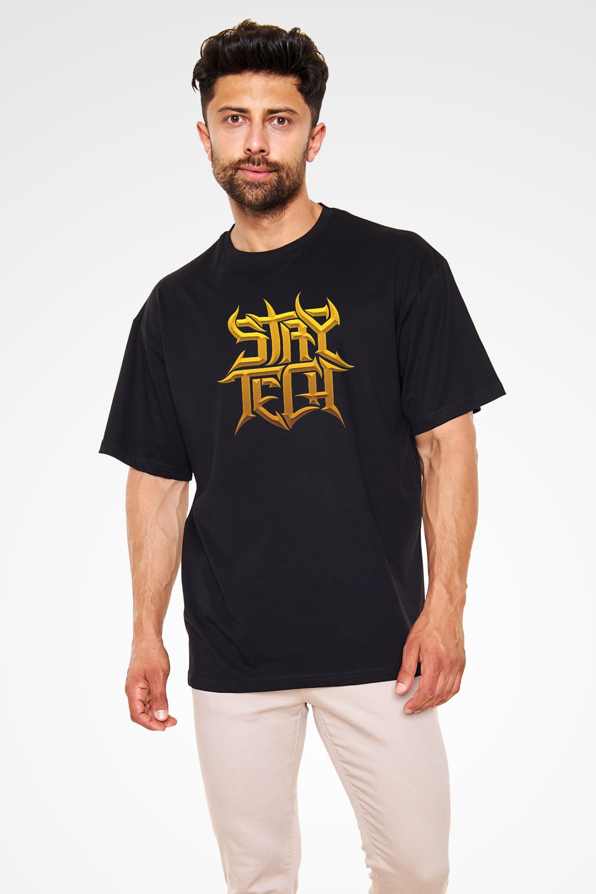 Archspire Baskılı Unisex Siyah Oversize Tişört - Tshirt