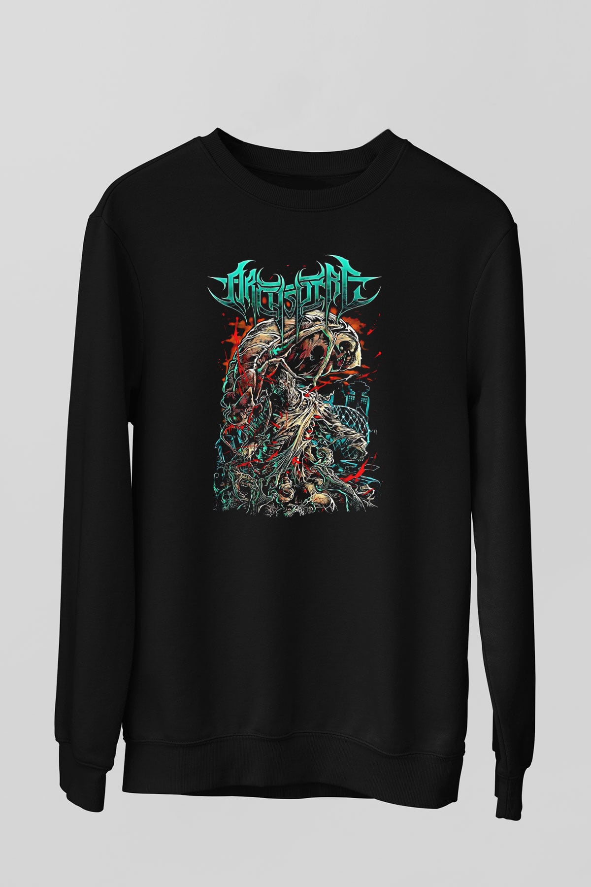Archspire Baskılı Unisex Siyah Sweatshirt