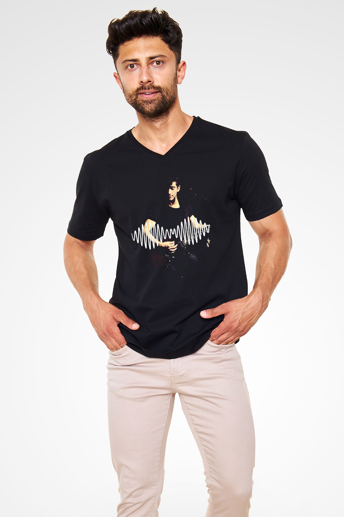 Arctic Monkeys Alex Turner Siyah Unisex V Yaka Tişört