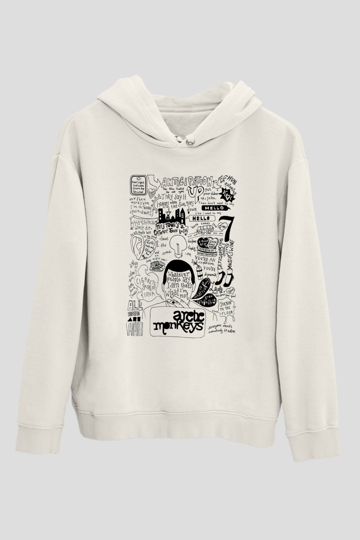 Arctic Monkeys Anticipation Beyaz Unisex Kapüşonlu Sweatshirt