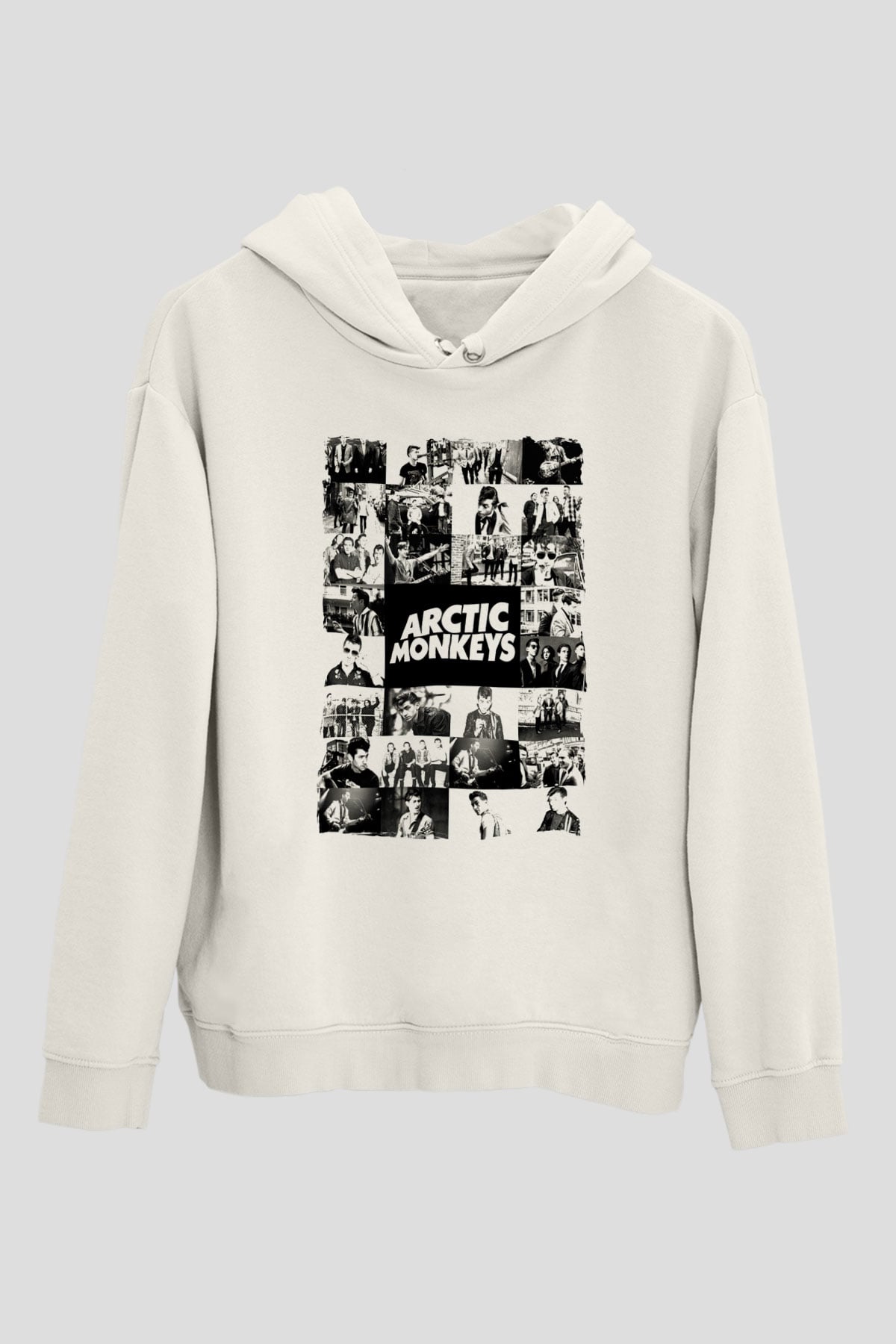 Arctic Monkeys Beyaz Unisex Kapüşonlu Sweatshirt