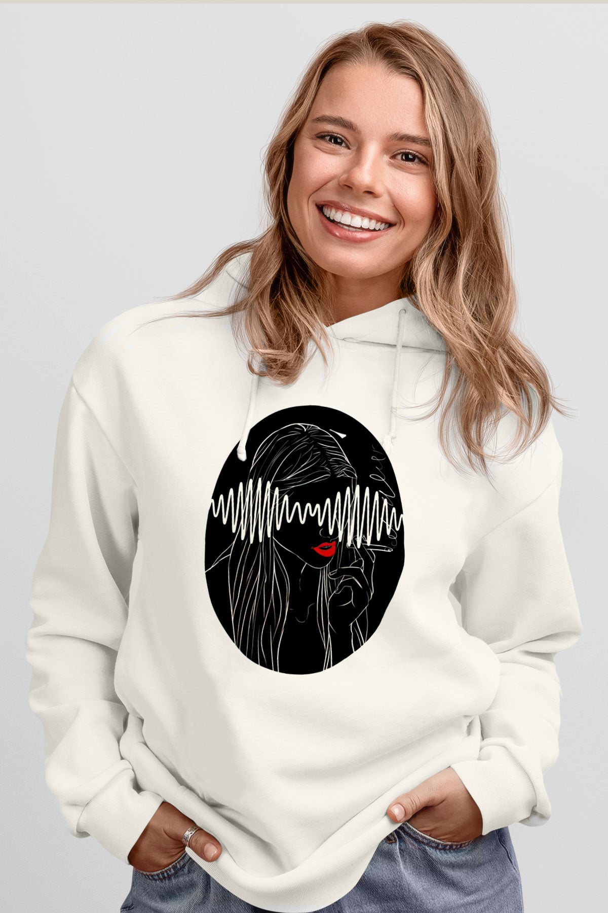 Arctic Monkeys Beyaz Unisex Kapüşonlu Sweatshirt