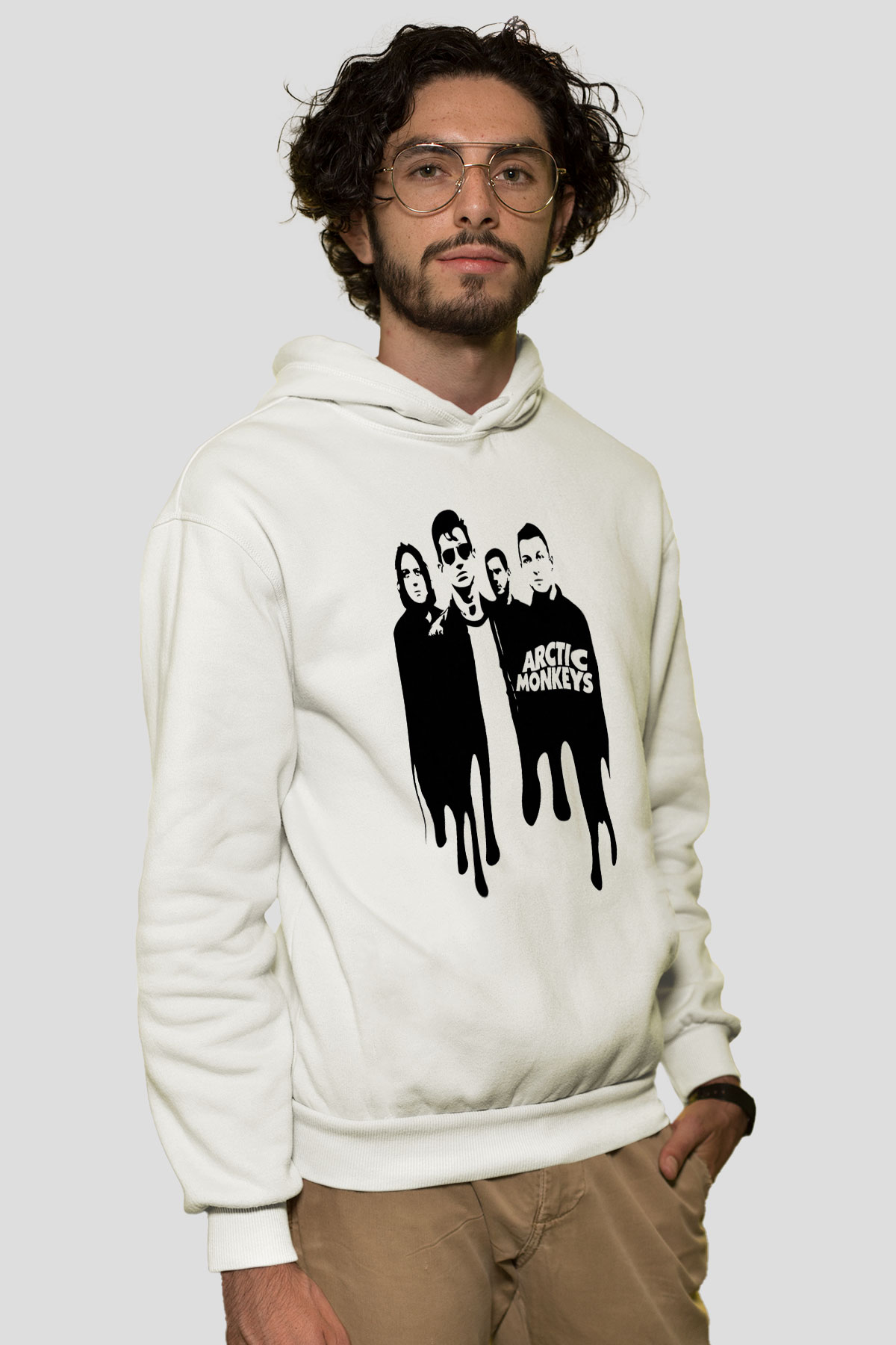 Arctic Monkeys Beyaz Unisex Kapüşonlu Sweatshirt