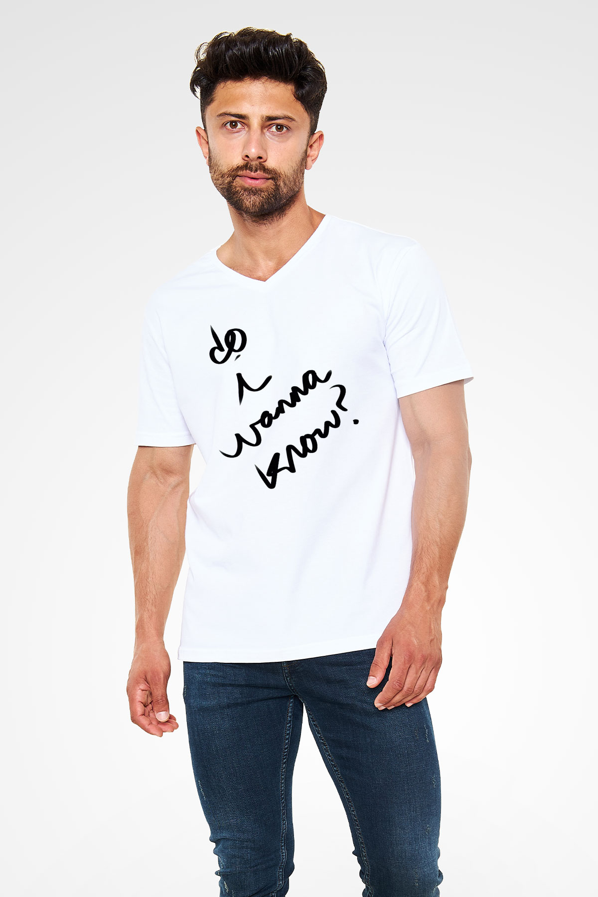 Arctic Monkeys Beyaz Unisex V Yaka Tişört