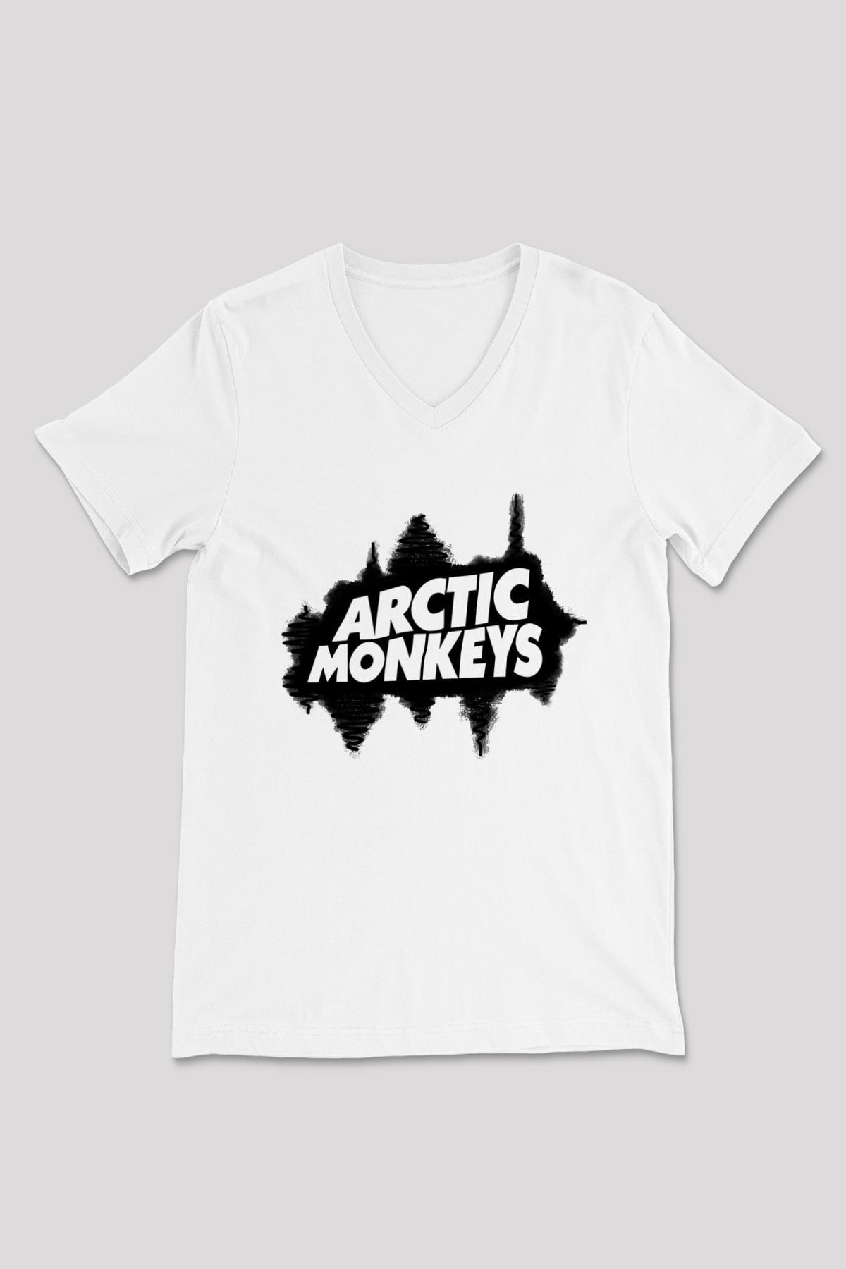 Arctic Monkeys Beyaz Unisex V Yaka Tişört