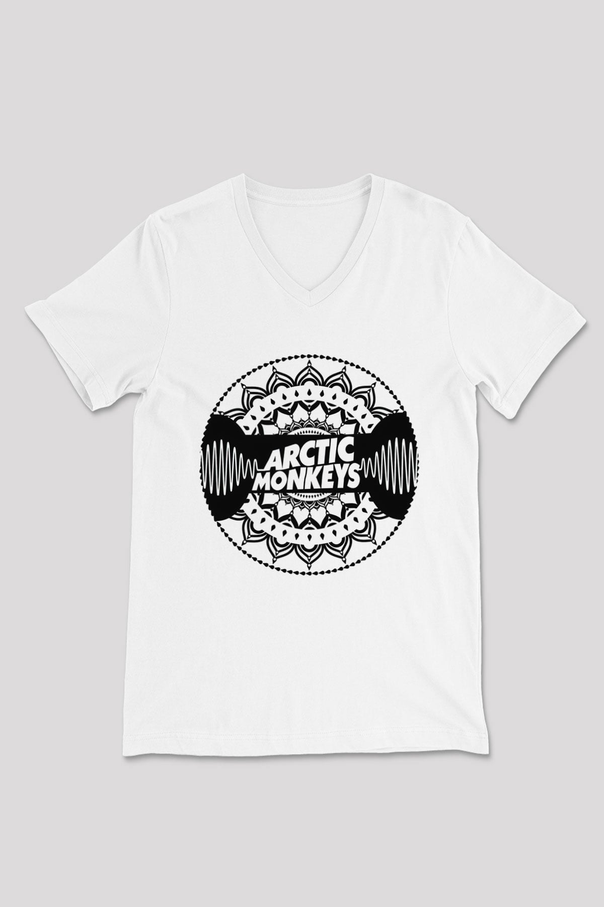 Arctic Monkeys Beyaz Unisex V Yaka Tişört