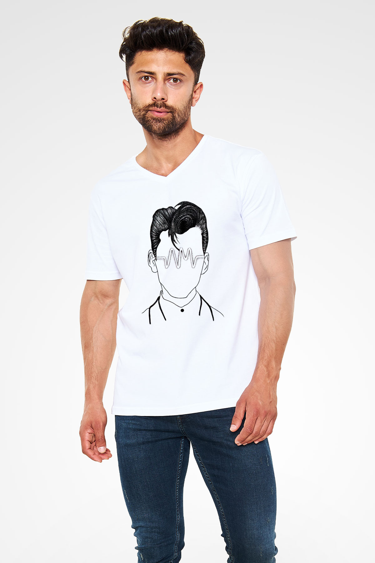 Arctic Monkeys Beyaz Unisex V Yaka Tişört