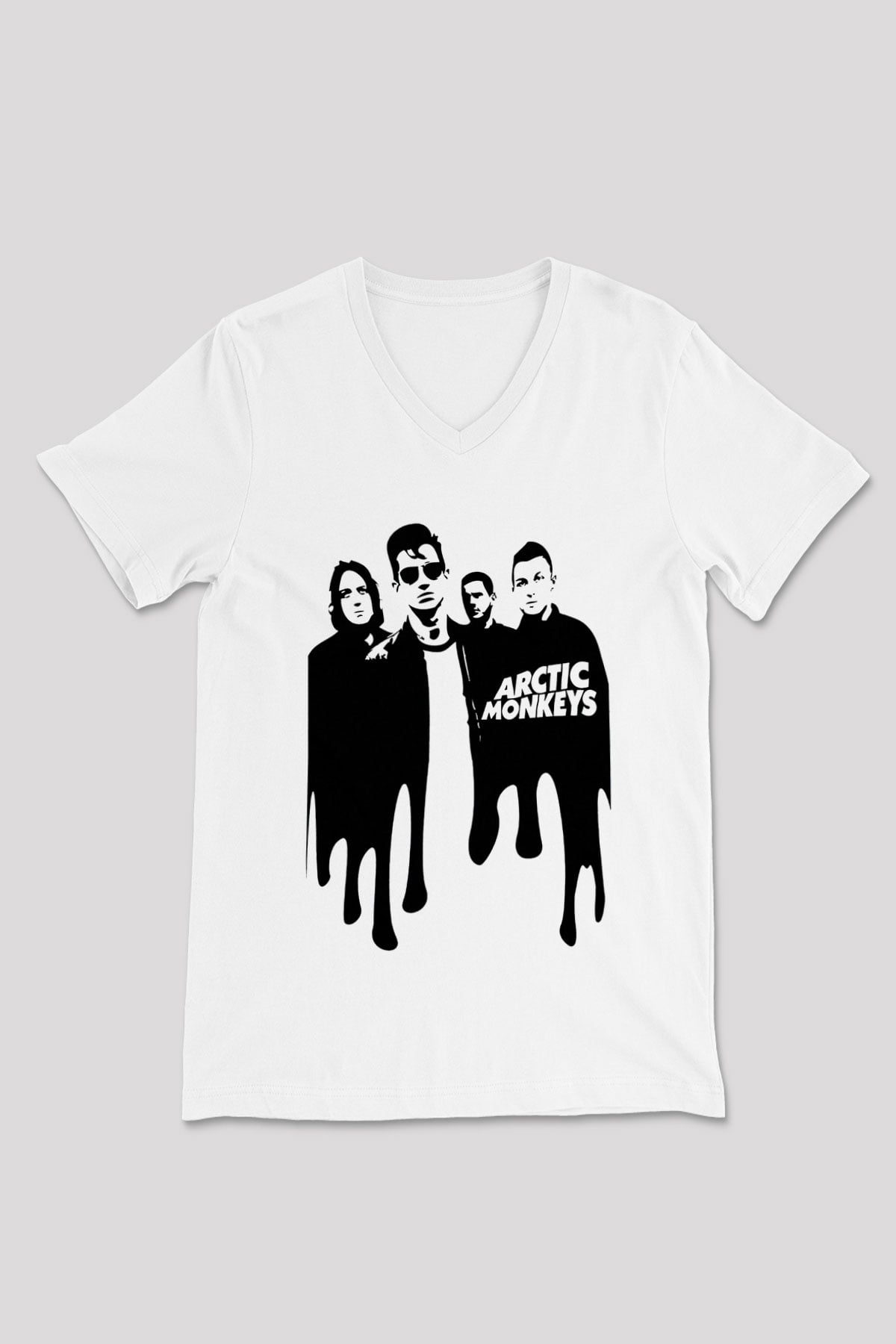 Arctic Monkeys Beyaz Unisex V Yaka Tişört