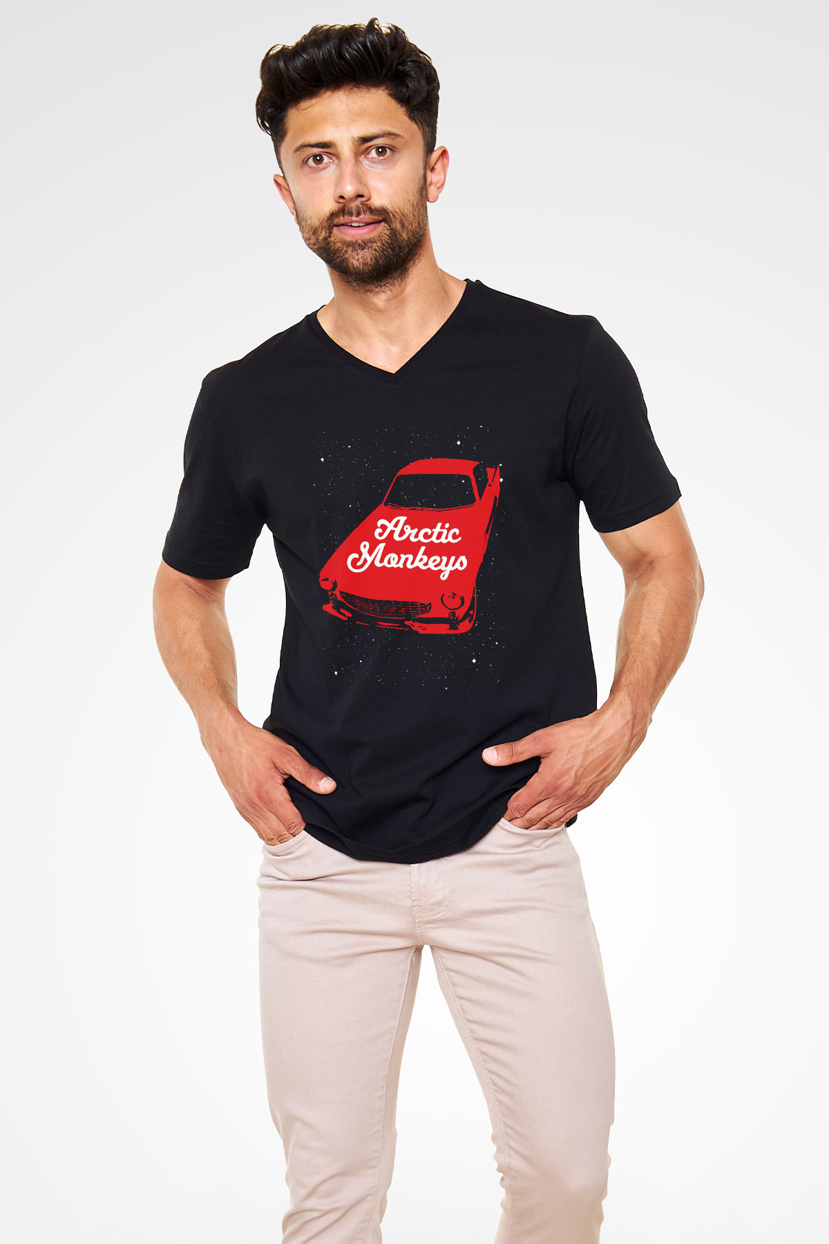 Arctic Monkeys Siyah Unisex V Yaka Tişört