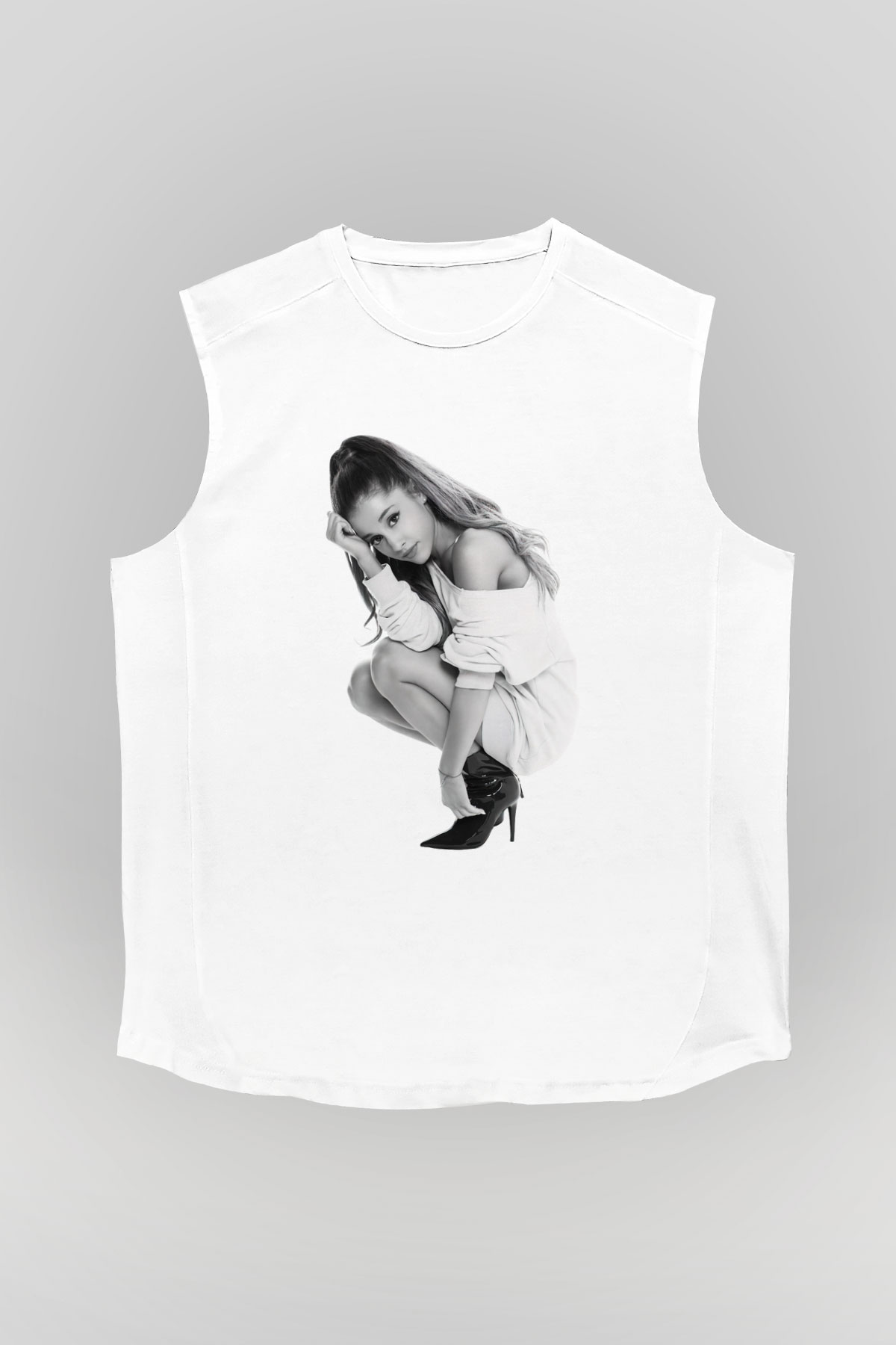 Ariana Grande Beyaz Unisex Kolsuz Tişört