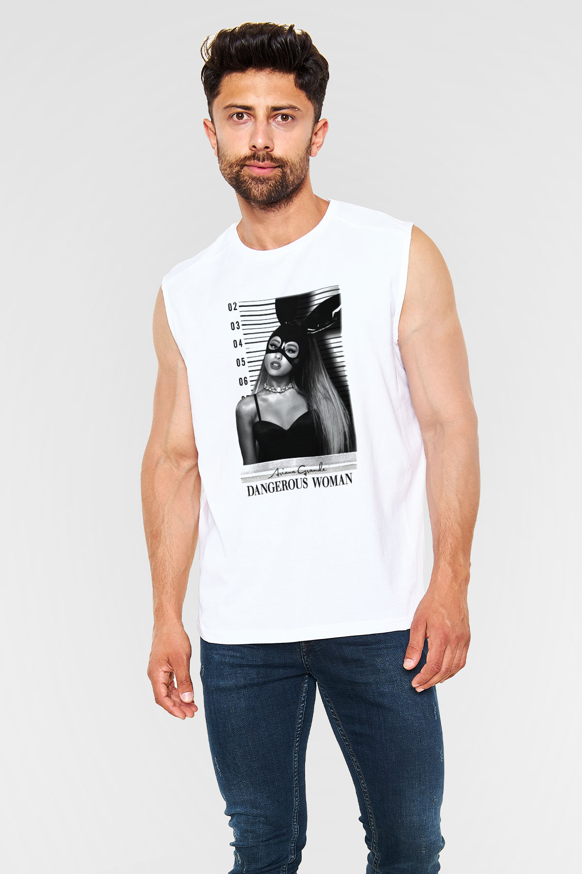 Ariana Grande Beyaz Unisex Kolsuz Tişört