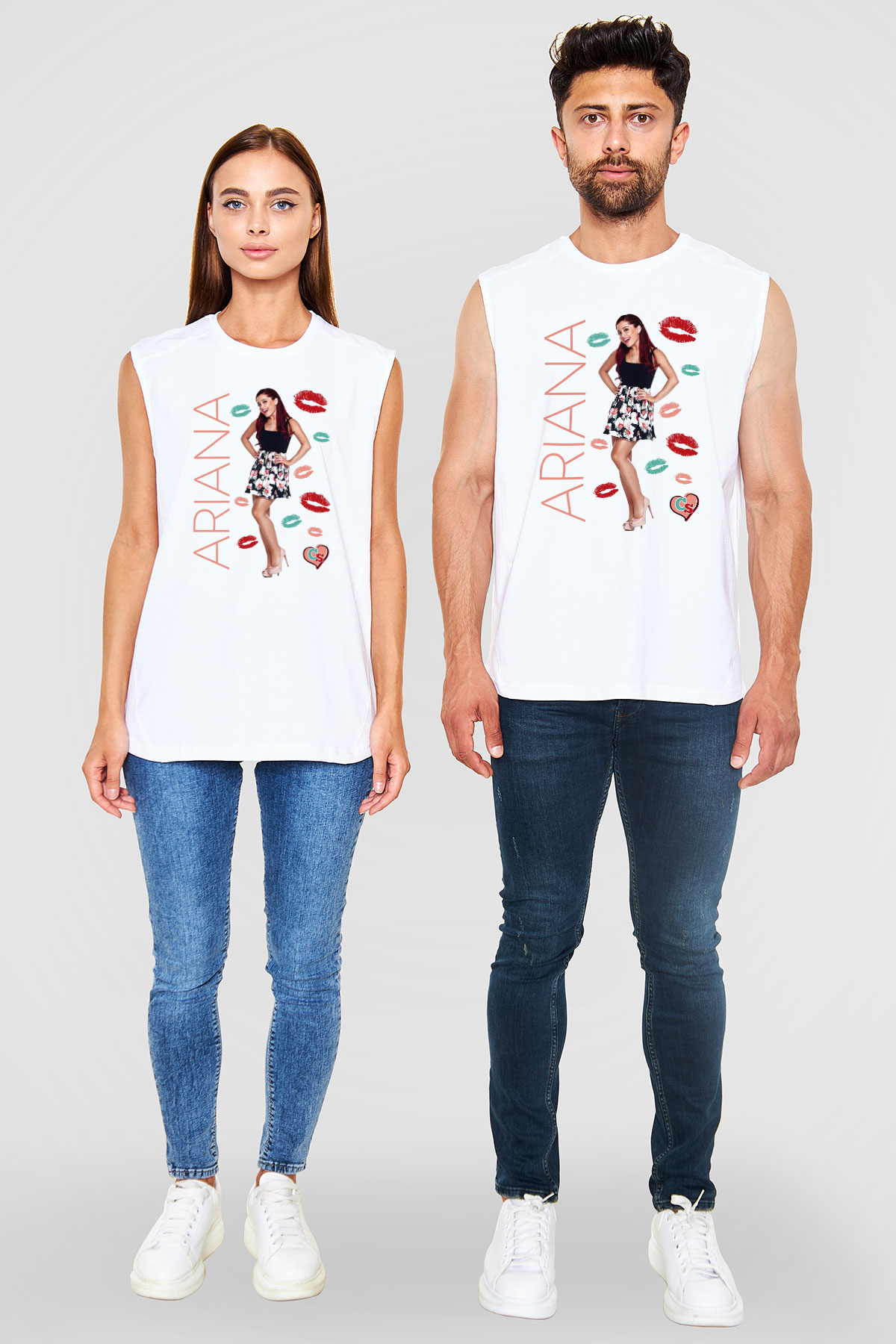 Ariana Grande Beyaz Unisex Kolsuz Tişört