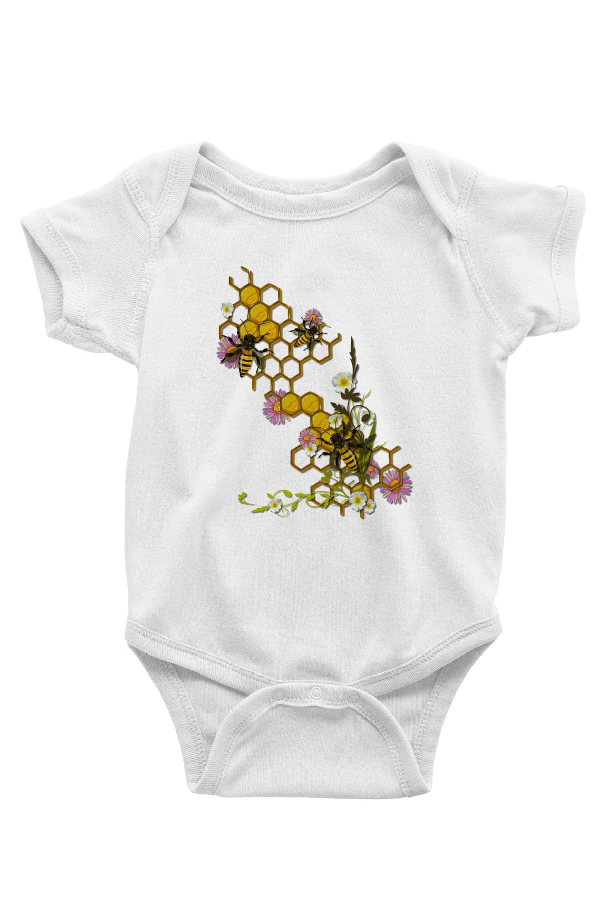 Arıcı Baskılı Beyaz Unisex Bebek Body - Zıbın