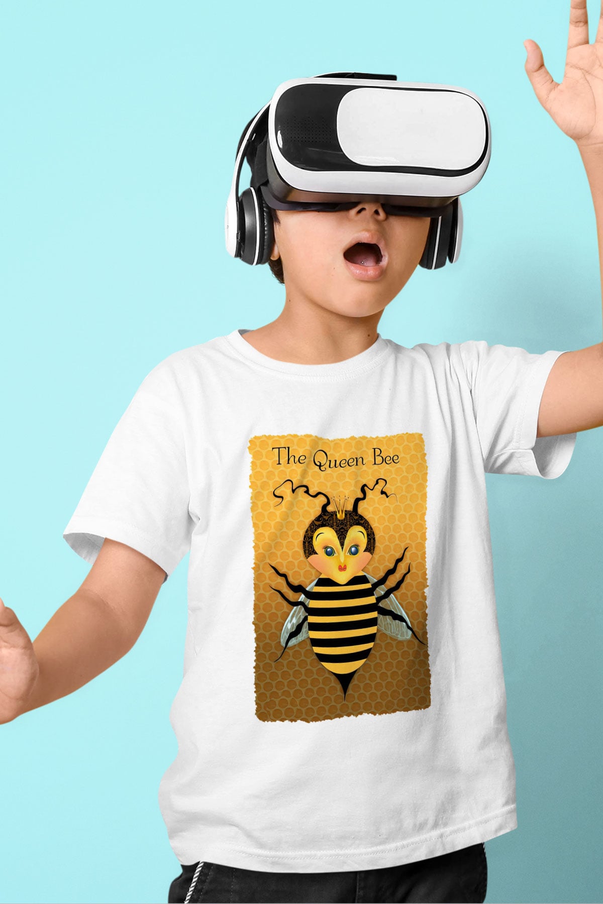 Arıcı Baskılı Beyaz Unisex Çocuk Tişört